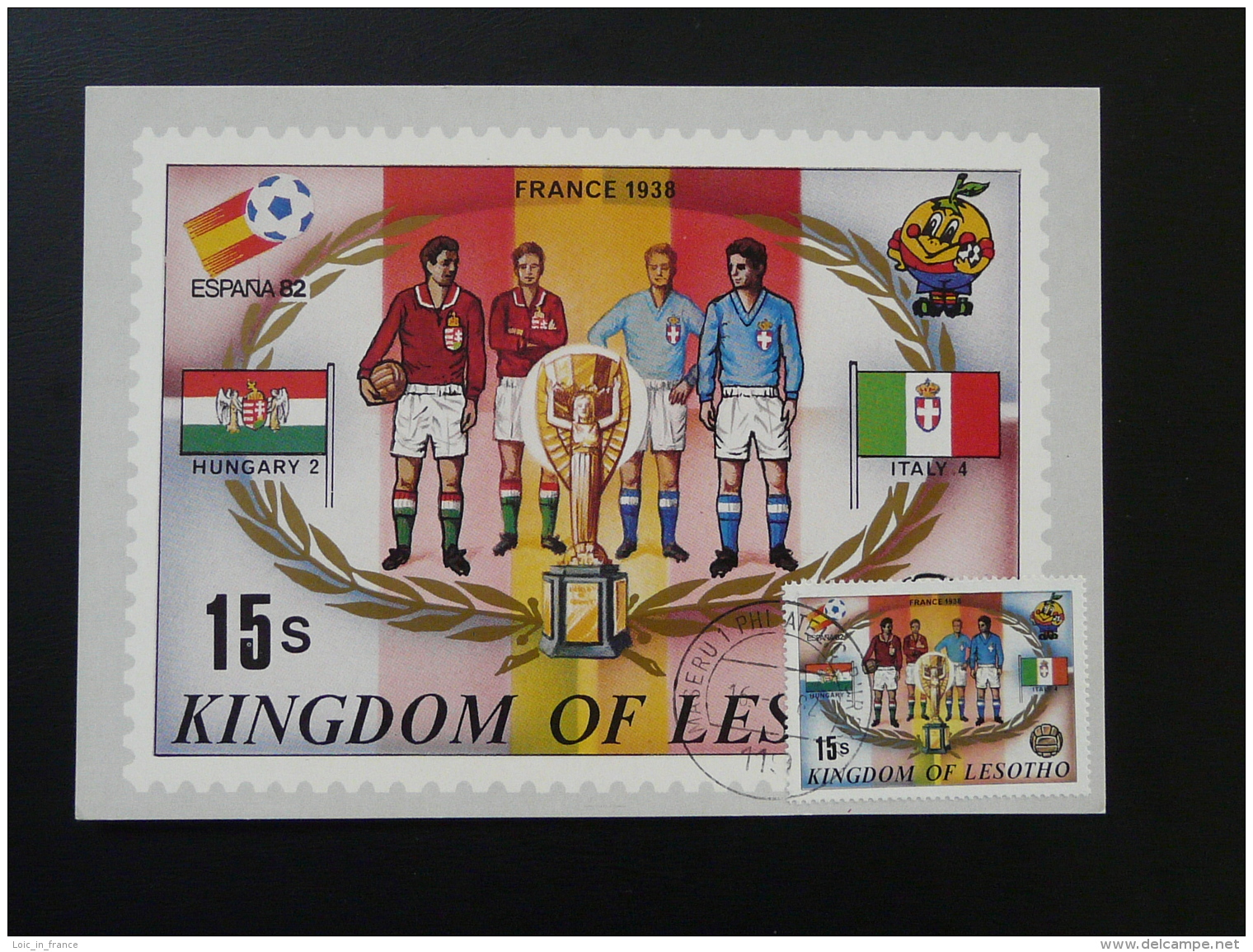 Coupe Du Monde Football World Cup 1938 France Carte Maximum Card Lesotho - 1938 – Francia