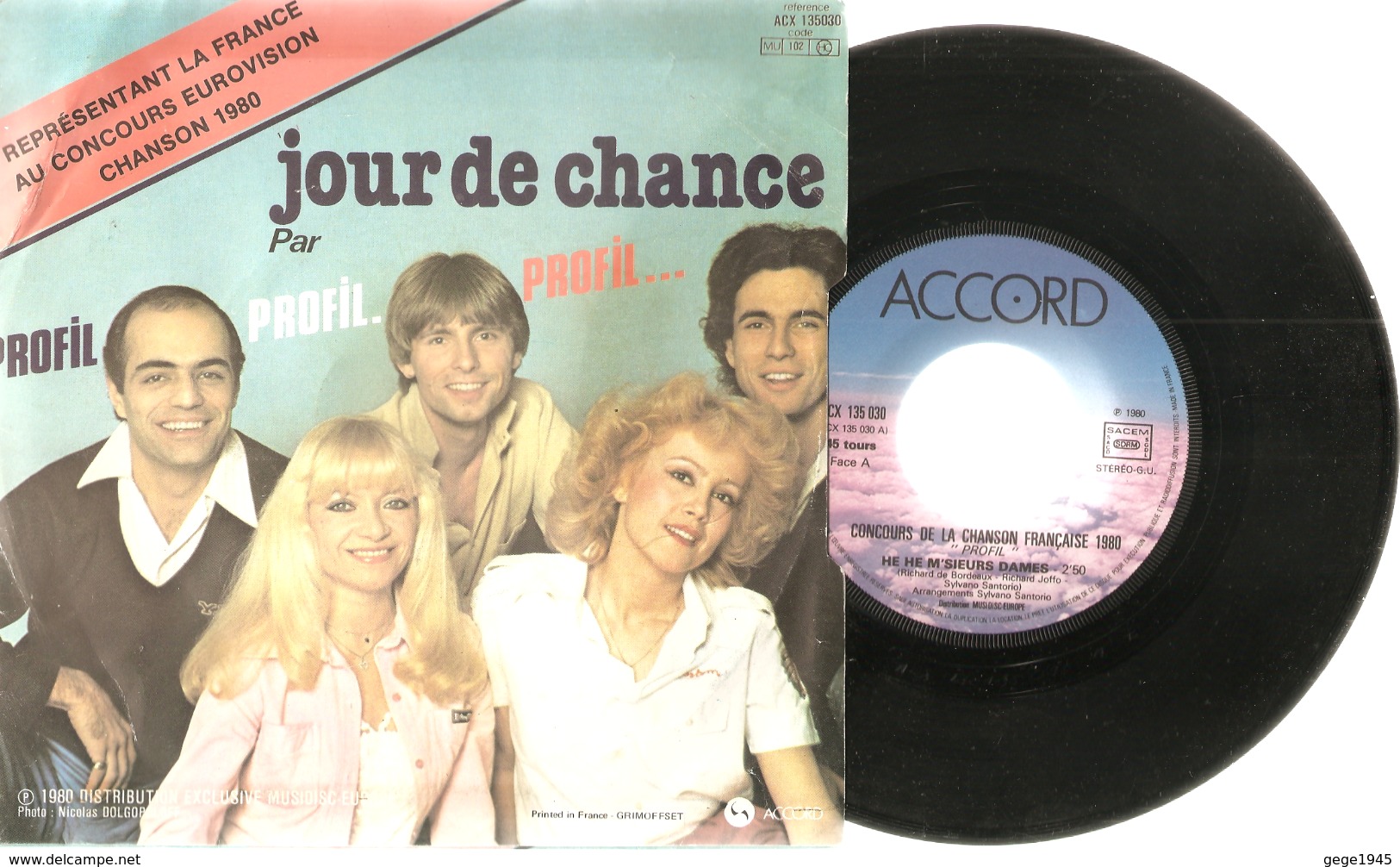 45 T    Concours  De La  Chanson  Française  "  Jour De Chance  &  He He M'sieurs Dames  "  De 1980 - 45 T - Maxi-Single