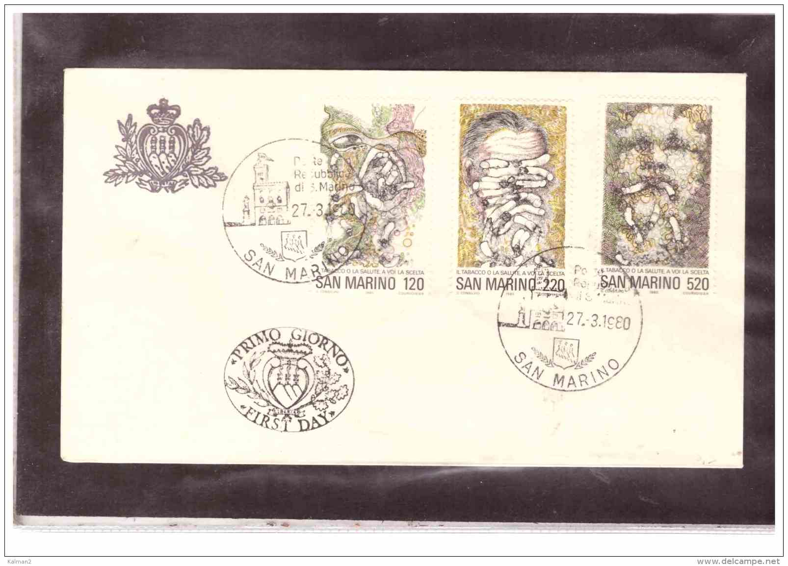 FDC4860    -   SAN MARINO    27.3.80      /    FDC    GIORNATA MONDIALE DELLA  SANITA'. LOTTA CONTRO IL TABACCO - Altri & Non Classificati