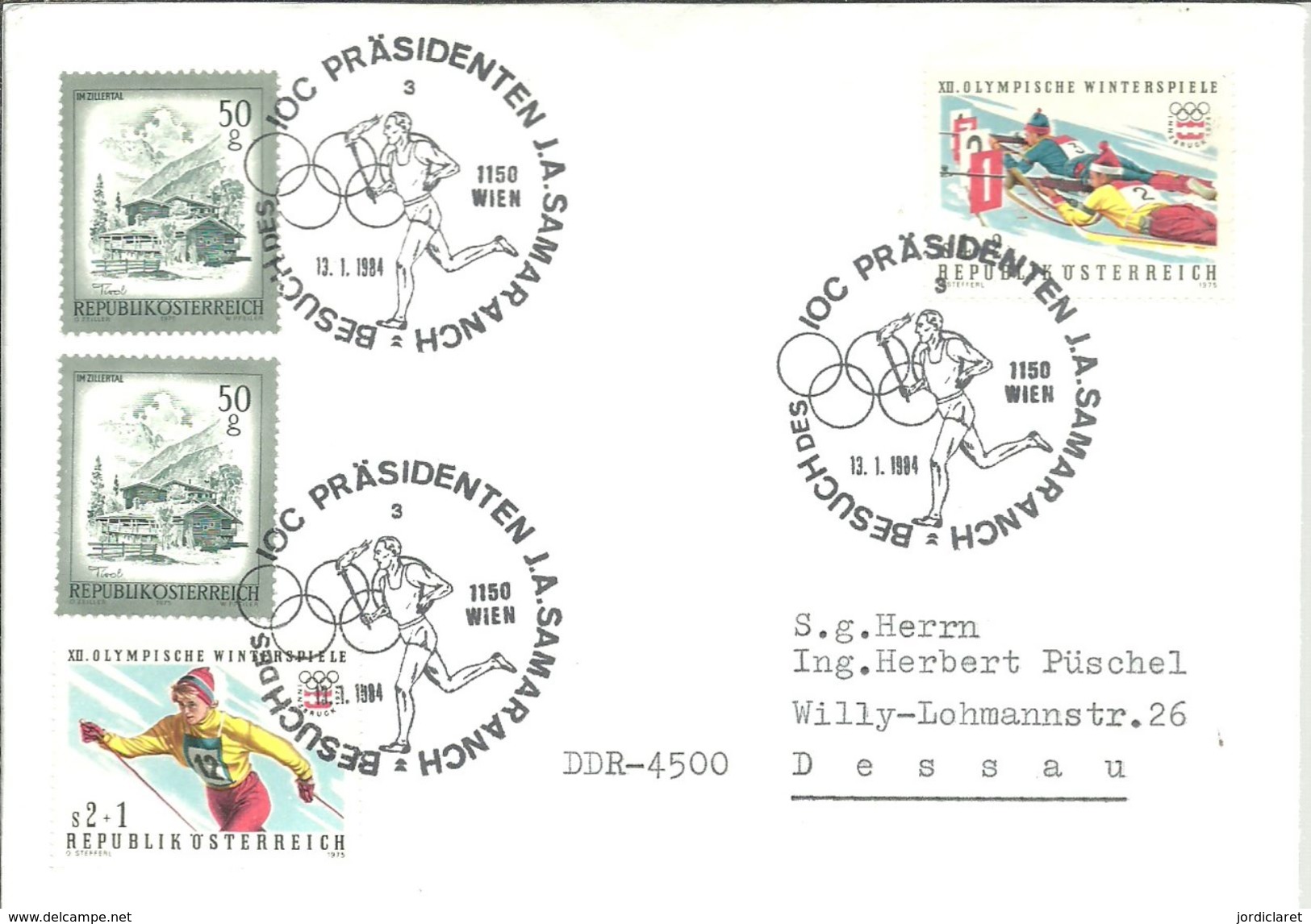 POSTMARKET  1984  AUSTRIA J.A SAMARANCH - Otros & Sin Clasificación