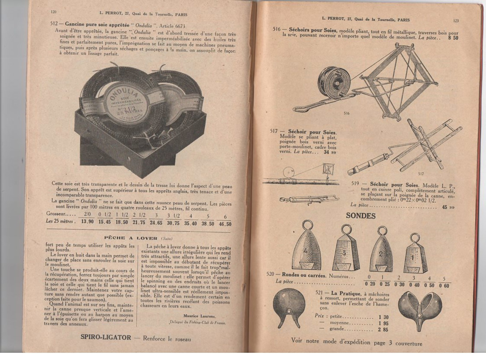 Brochure Articles De Pêche "Au Pont De La Tournelle" Paris 5e - L.PERROT -1929 - Autres & Non Classés