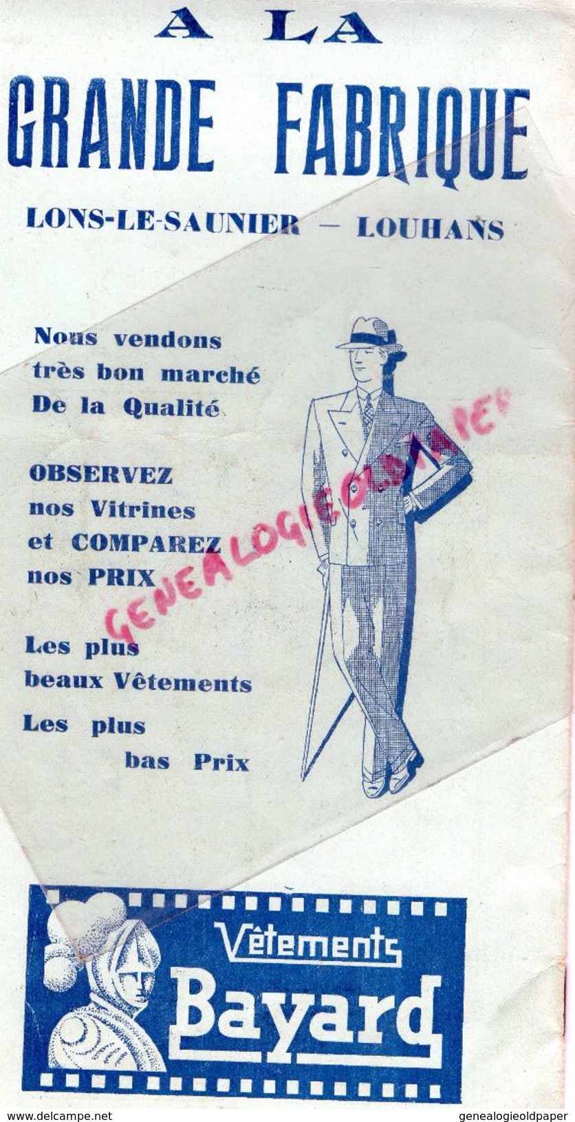 39- LONS LE SAUNIER-PROGRAMME THEATRE MUNICIPAL- LE PAYS DU SOURIRE- 1 JUIN 1933- C. CHARMAT-HOTEL MARTINET-MARIOT-LEFER - Programas