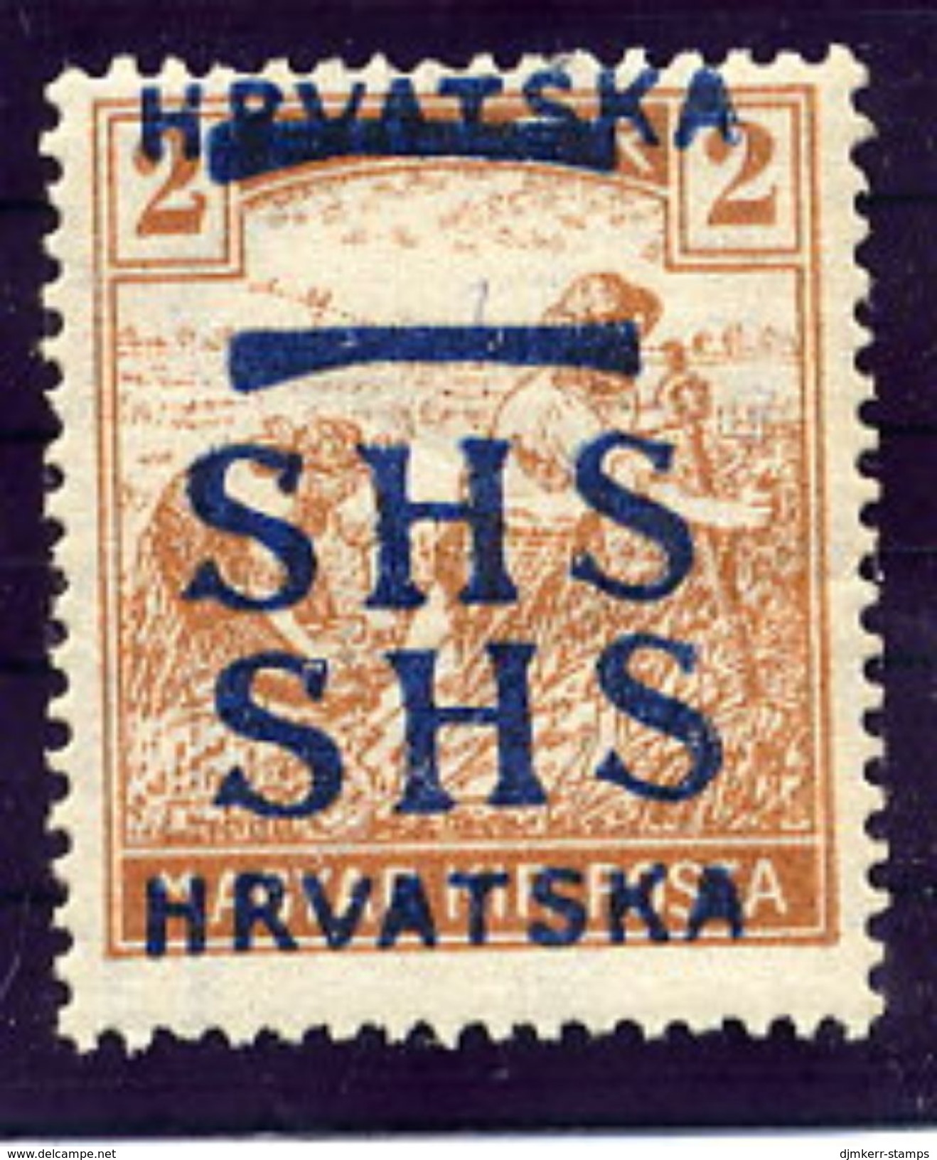 YUGOSLAVIA (SHS) 1918 Harvesters 2f With Double Overprint LHM / *.  Michel 66 - Unused Stamps