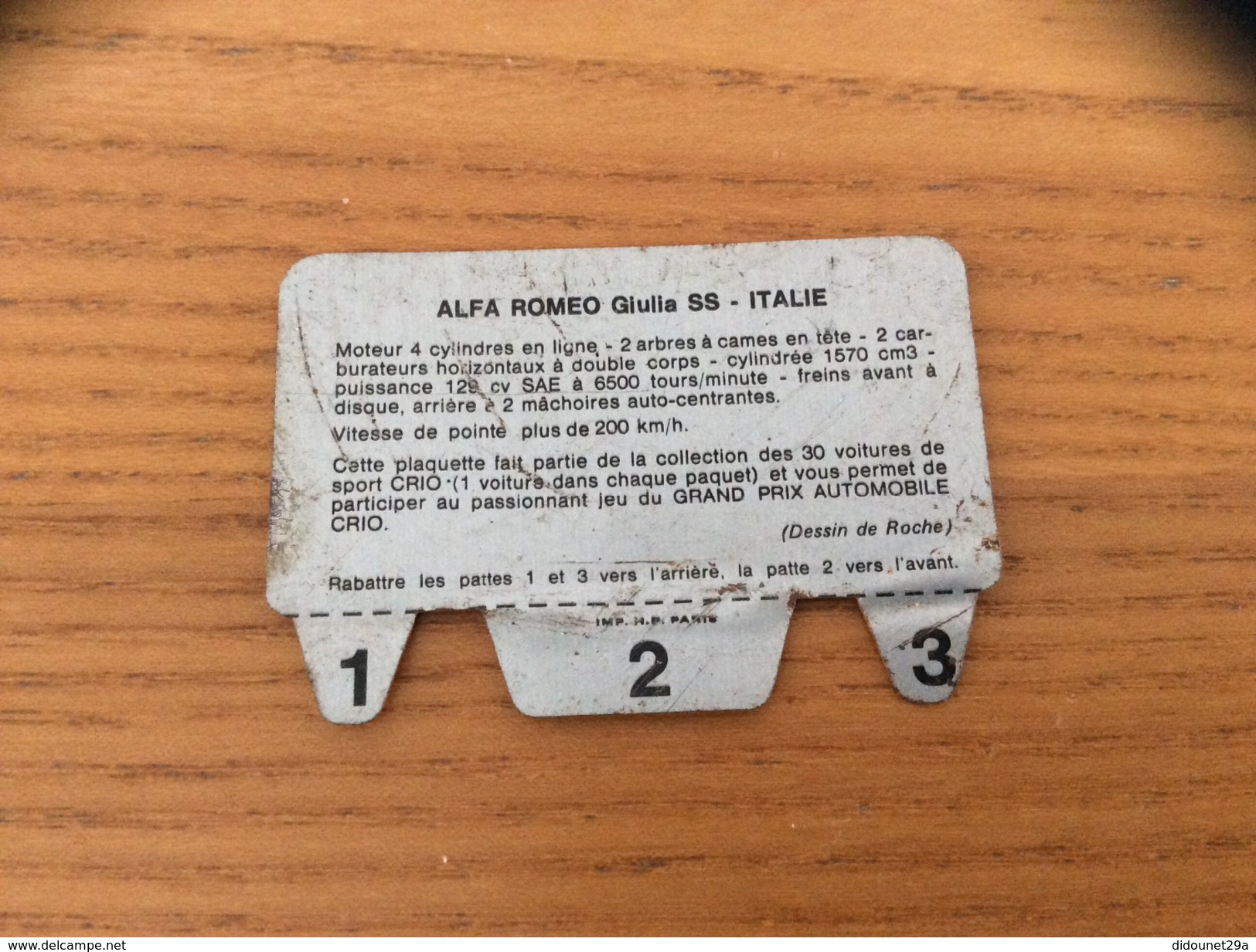 Plaque En Tôle Lessive CRIO « ALPHA ROMÉO Giulia SS ITALIE » (voiture) - Automotive