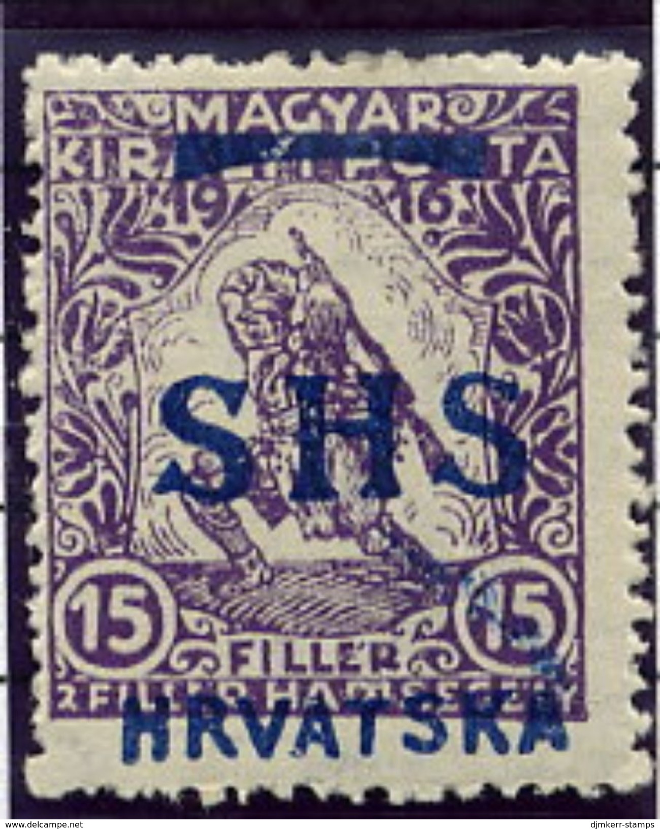 YUGOSLAVIA (SHS) 1918 War Charity 15f   With Wrong Overprint LHM / *.  Michel 60 - Unused Stamps