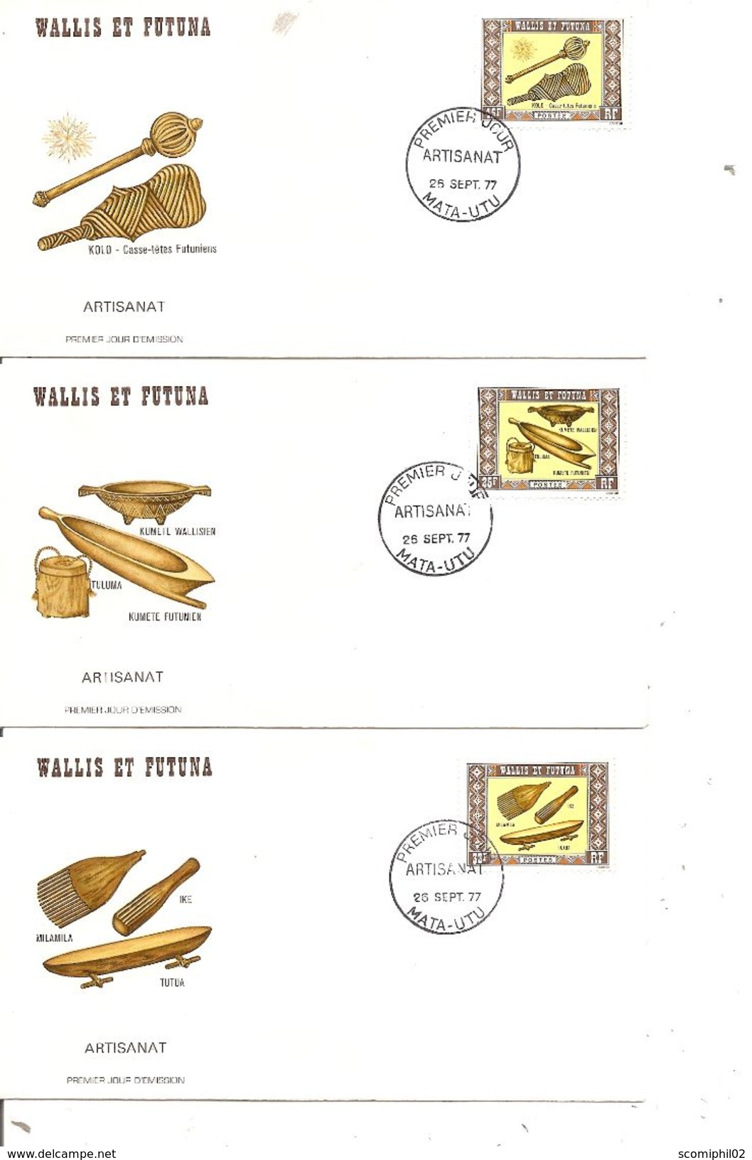 Wallis Et Futuna - Artisanat ( 5 FDC De 1977 à Voir) - Lettres & Documents