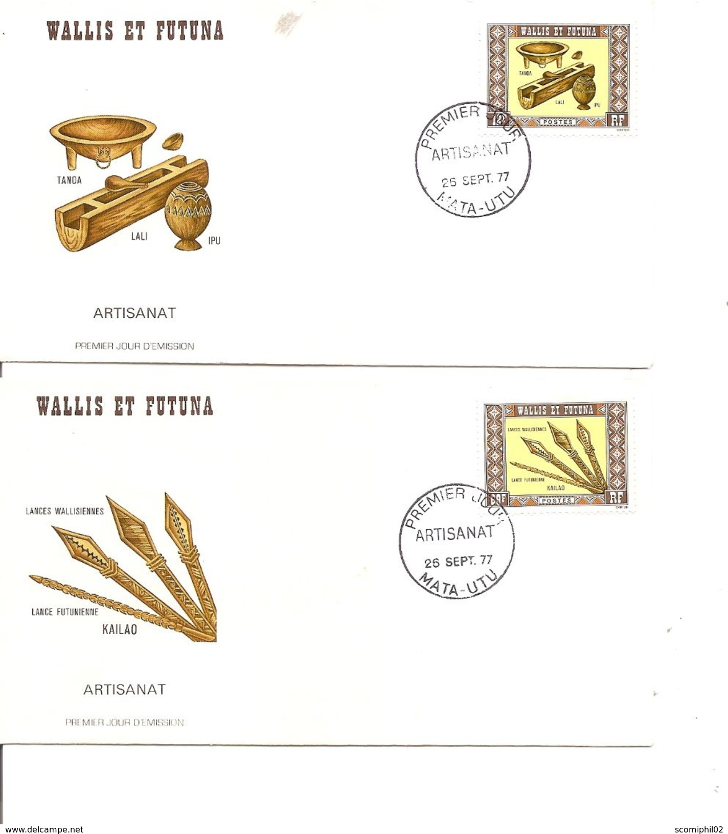 Wallis Et Futuna - Artisanat ( 5 FDC De 1977 à Voir) - Brieven En Documenten