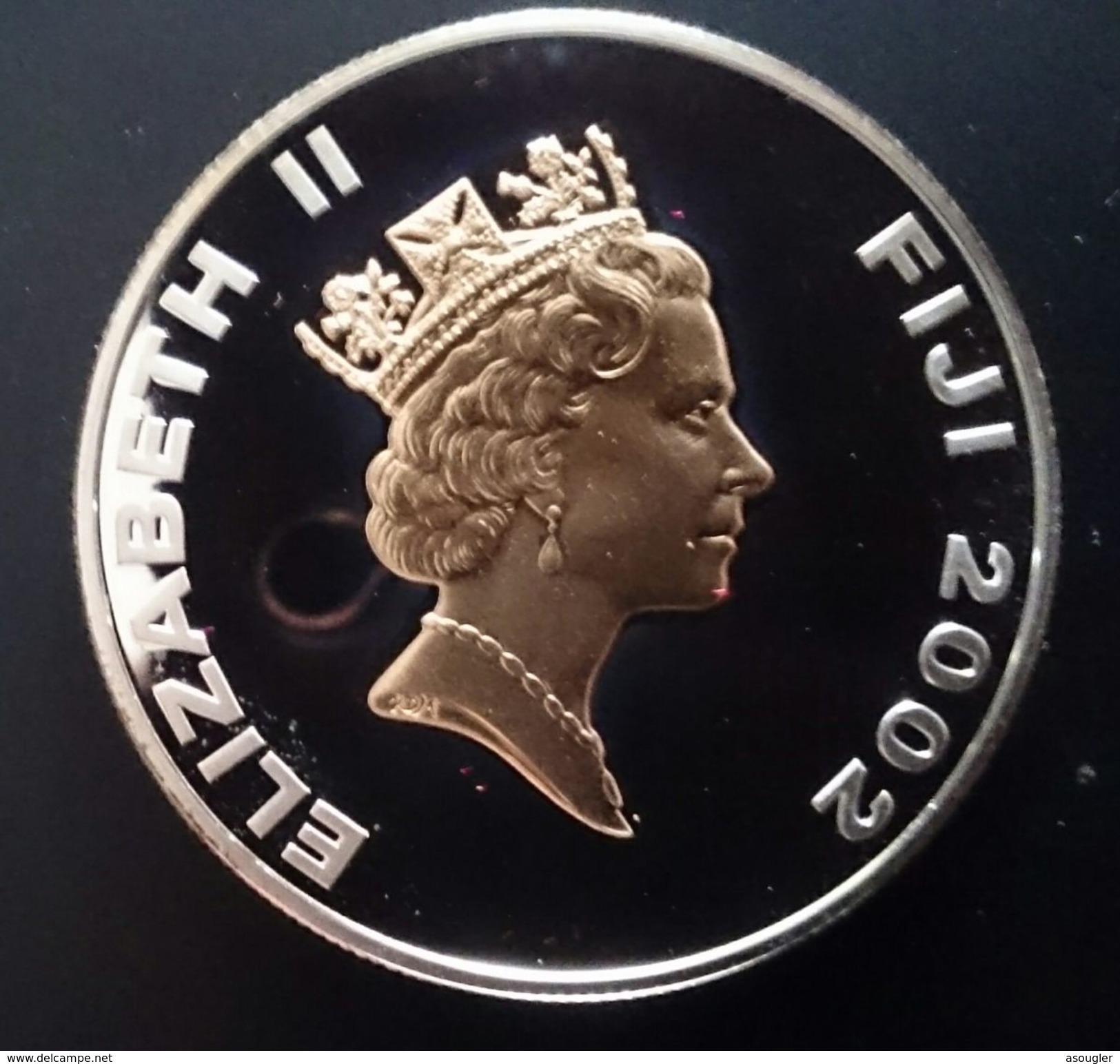 FIJI 10 DOLLARS 2002 SILVER PROOF "Queen Elizabeth II - 50th Year Of Reign" (free Shipping Via Registered Air Mail) - Fiji