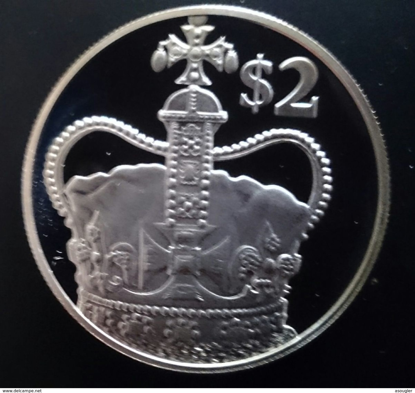 CAYMAN ISLANDS 2 DOLLARS 2002 SILVER PROOF "British Crown" (free Shipping Via Registered Air Mail) - Caimán (Islas)