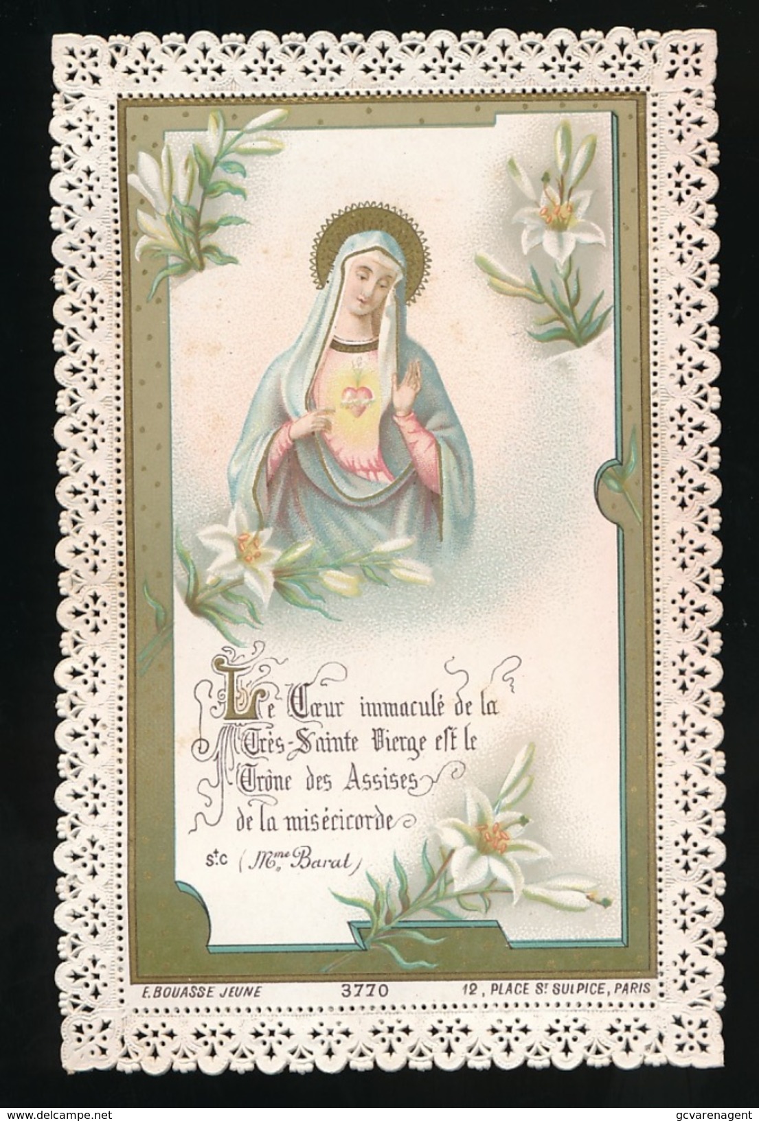 IMAGE PIEUSE - HOLY CARD CANIVET DENTELLE   +- 12 X 7 CM -  BOUASSE 3770 - 2SCANS - Devotieprenten