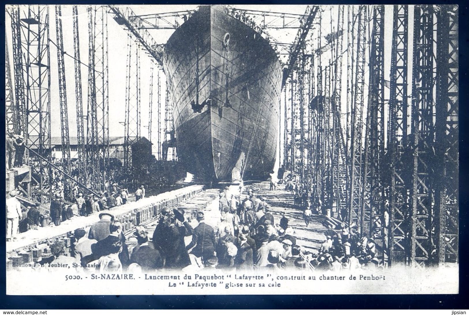 Cpa Du 44 St Nazaire Lancement Du Paquebot Lafayette Construit Chantier De Penhoët Lafayette Glisse Sur Cale  SEP17-45 - Saint Nazaire