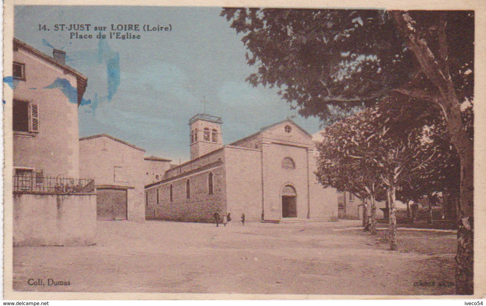 1945  Saint Just Sur Loire - Place De L' Eglise - Saint Just Saint Rambert