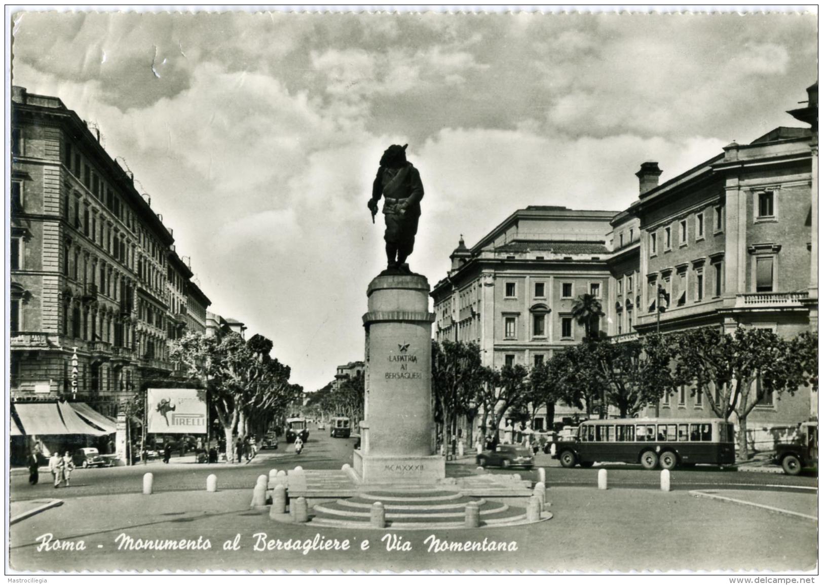 ROMA  Via Nomentana  Monumento Al Bersagliere  Autobus  Pubblicità Pirelli - Piazze