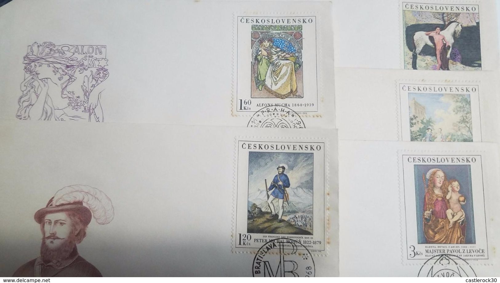 L) 1968 CZECH REPUBLIC,  PRINCESS HYACINTH, ALFONS MUCHA, PITER MICHAL BOHUN, MADONA DETAIL, MAJSTER PAVOL,  HORSE - Unused Stamps