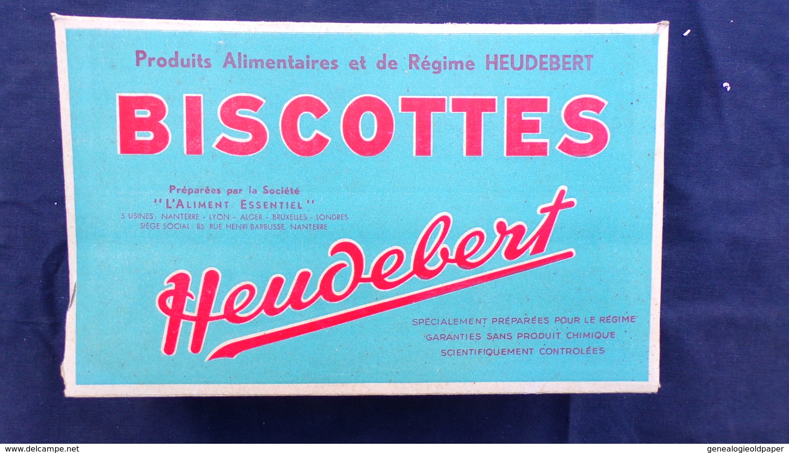 92- NANTERRE- BELLE BOITE PUBLICITAIRE CARTON BISCOTTES HEUDEBERT- L' ALIMENT ESSENTIEL REGIME - Autres & Non Classés