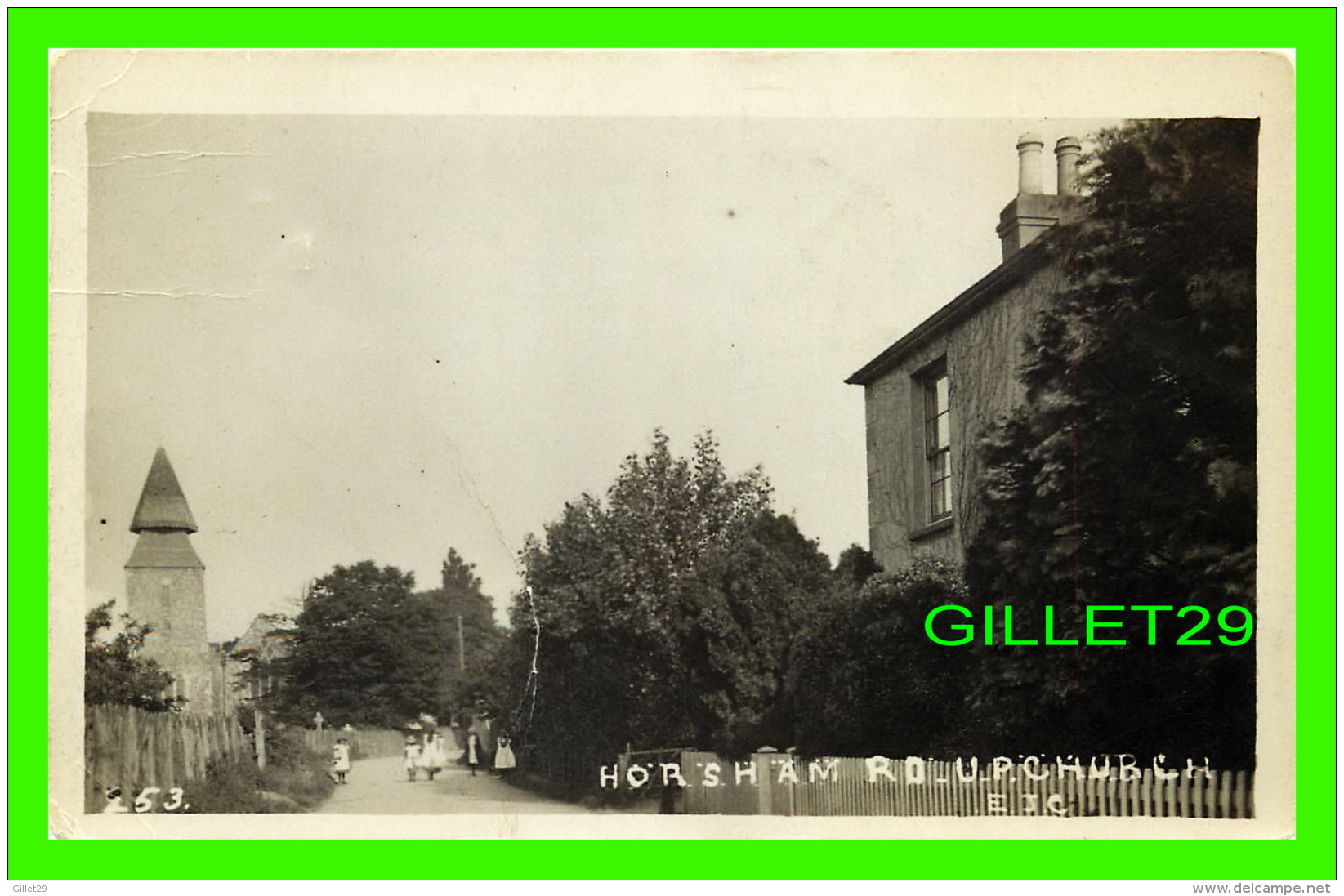 HORSHAM, SUSSEX, UK - HORSHAM ROAD - ANIMATED - U.P.C. CHURCH - E.J.C. - TRAVEL IN 1921 - - Autres & Non Classés