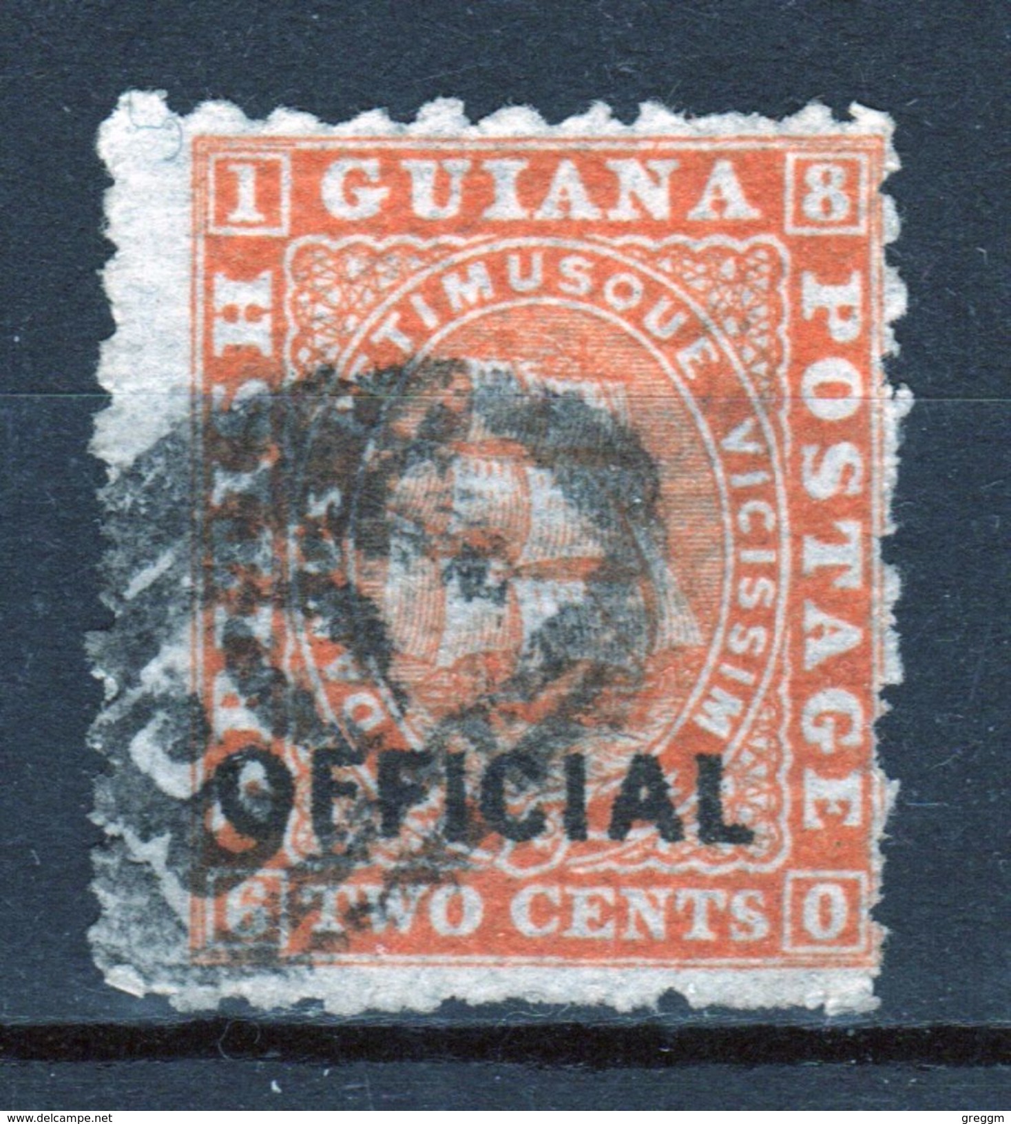 British Guiana Official Stamp From 1875 Orange With Black Writing - British Guiana (...-1966)