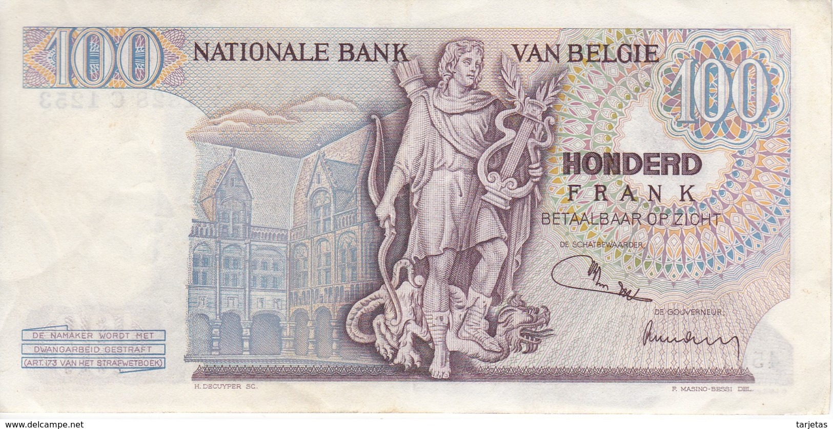 BILLETE DE BELGICA DE 100 FRANCS DEL AÑO 04-04-1972  (BANK NOTE) - 100 Francs