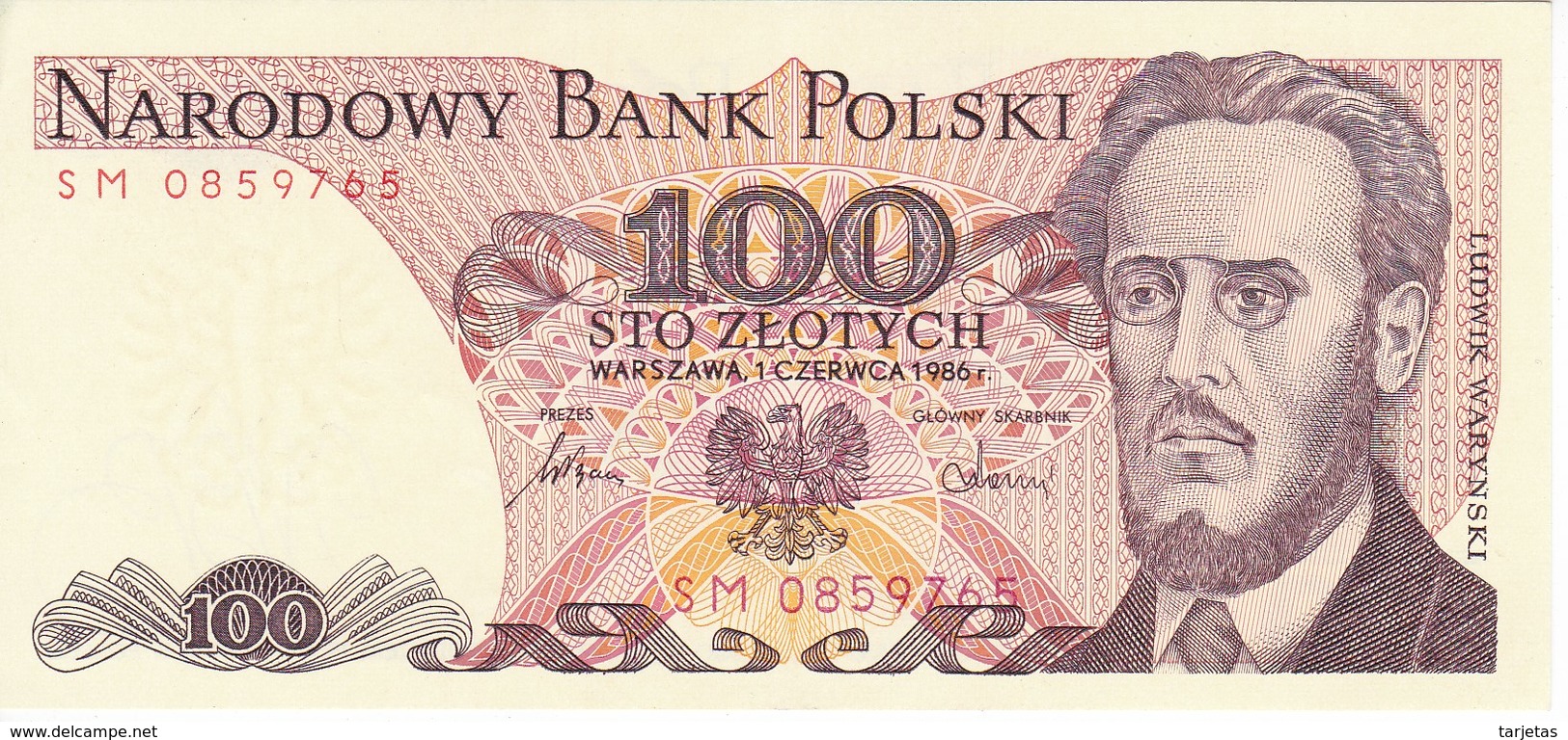 BILLETE DE POLONIA DE 100 ZLOTYCH DEL AÑO 1986 EN CALIDAD EBC (XF) (BANKNOTE) - Polonia