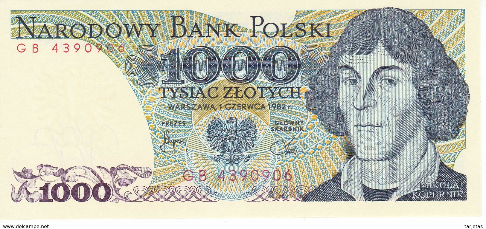 BILLETE DE POLONIA DE 1000 ZLOTYCH DEL AÑO 1982 SIN CIRCULAR-UNCIRCULATED (BANKNOTE) - Polen