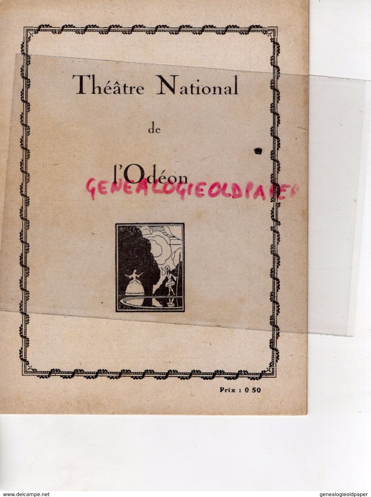 75-PARIS-PROGRAMME THEATRE NATIONAL DE L' ODEON- LE JOUEUR REGNARD-LE MARI RETROUVE -DANCOURT-MLLE BRIEY-GRUMBACH-VARGAS - Programma's