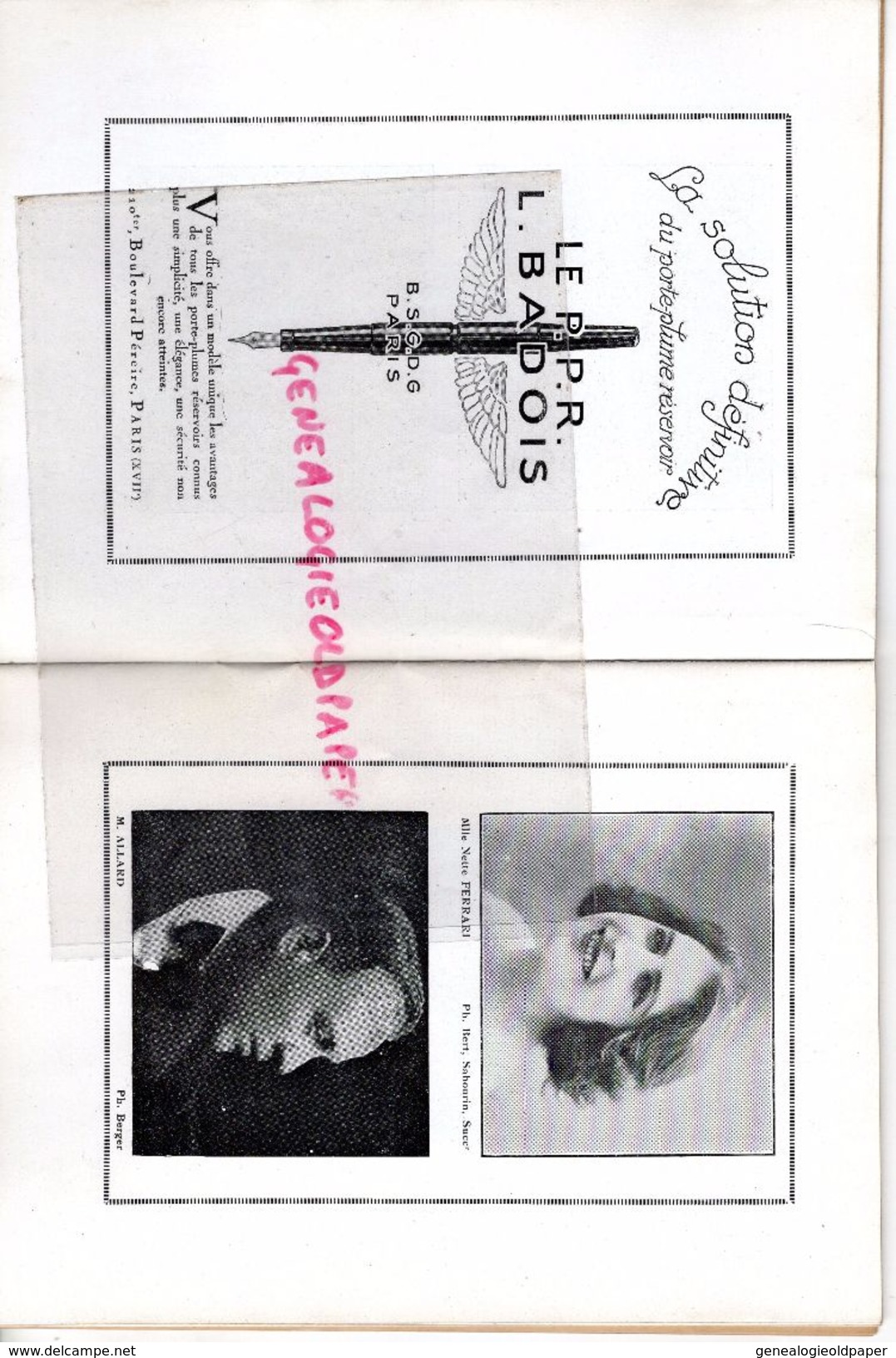 75- PARIS-PROGRAMME THEATRE OPERA COMIQUE-LA VIE DE BOHEME-29-12-1921-ROGER-TRANTOUL-SIBILLE-ALBERS-PAVLOFF-VIEUILLE-