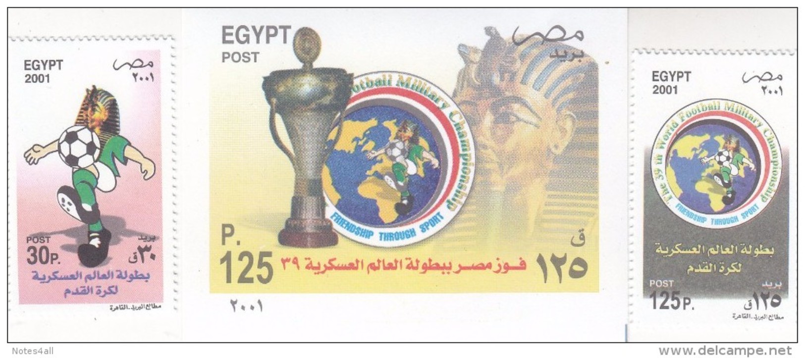 Stamps EGYPT 2001 SC-1794 1795 1797 WORLD MILITARY SOCCER CHAMPIONE  MNH  */* - Nuovi