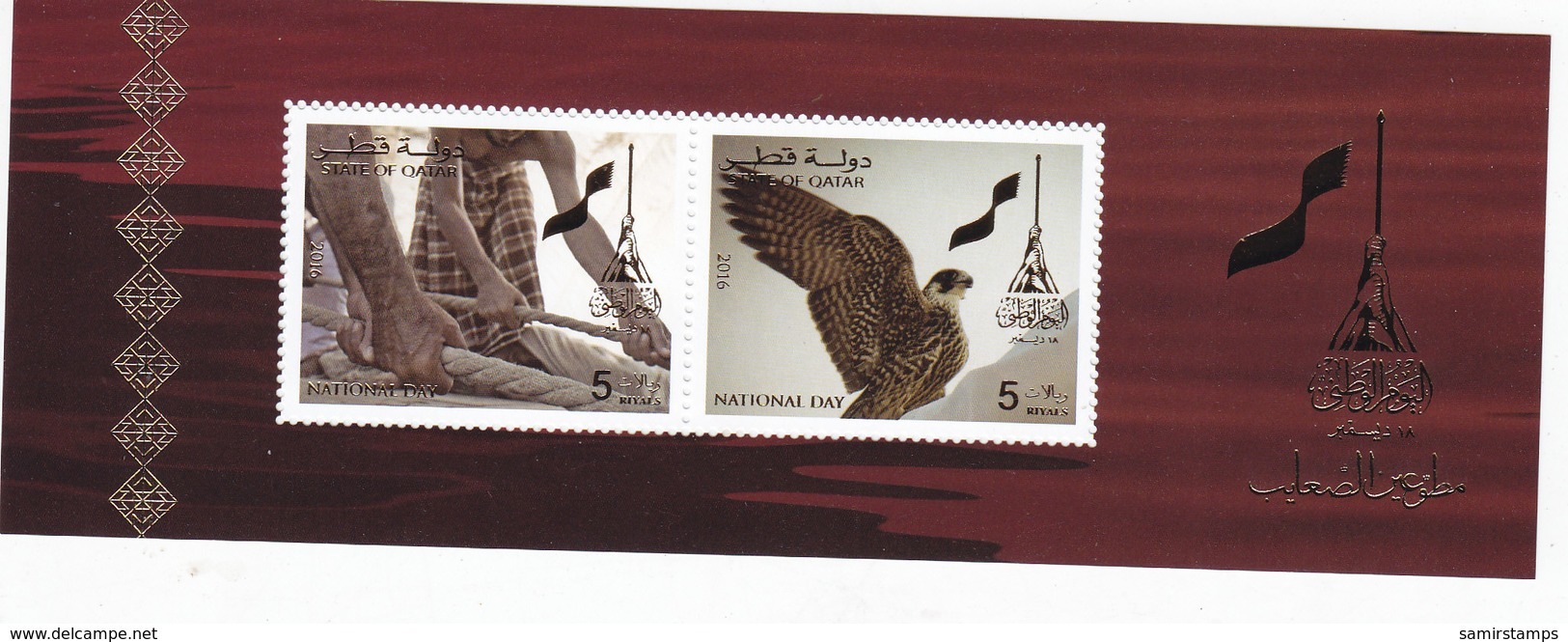 Qatar New Issue 2016,National Day SOUVENIR SHEET Falcon, MNH Compl. Limited - SKRILL PAYMENT - Qatar