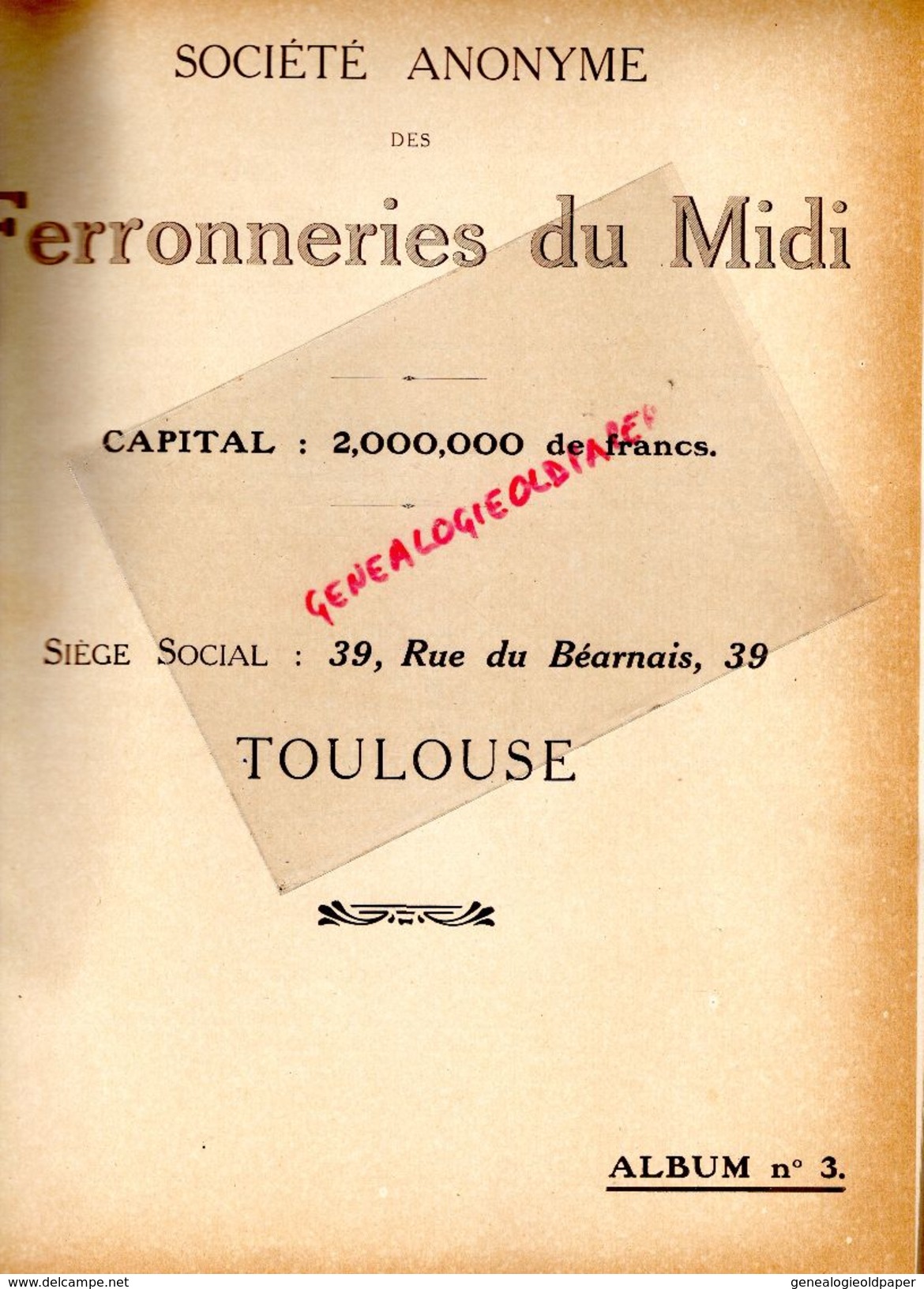31- TOULOUSE- RARE CATALOGUE MANUFACTURE FERRONNERIE DU MIDI-39 RUE DU BEARNAIS-FERRONNIER - 1900 – 1949