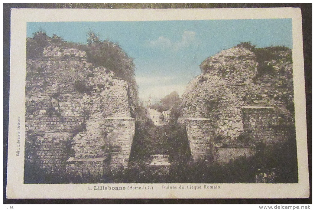 Lillebonne N°1 - Ruines Du Cirque Romain - Ciel Colorisé - Circulée Le 17 Septembre 1929 - Lillebonne