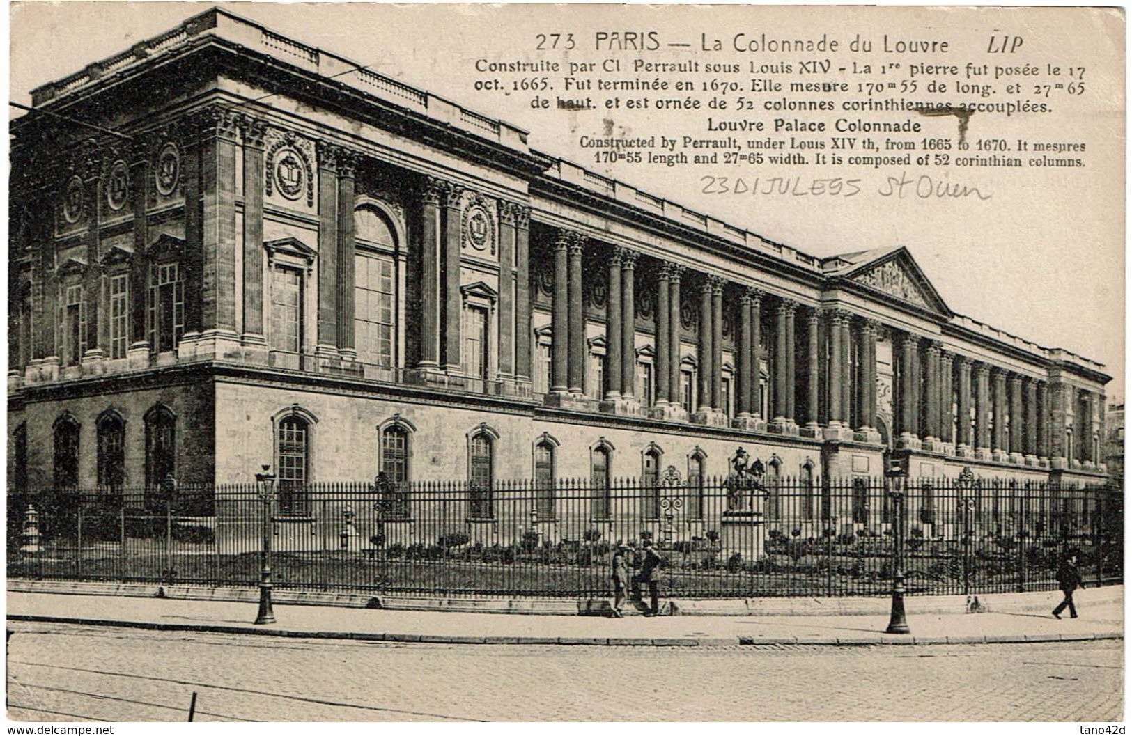 PP13/3 - CPA DES GRANDS MAGASINS DU LOUVRE CIRCULEE 26/1/1924 - PARIS LA COLONNADE DU LOUVRE FLAMME J.O.PARIS 1924 - Publicité