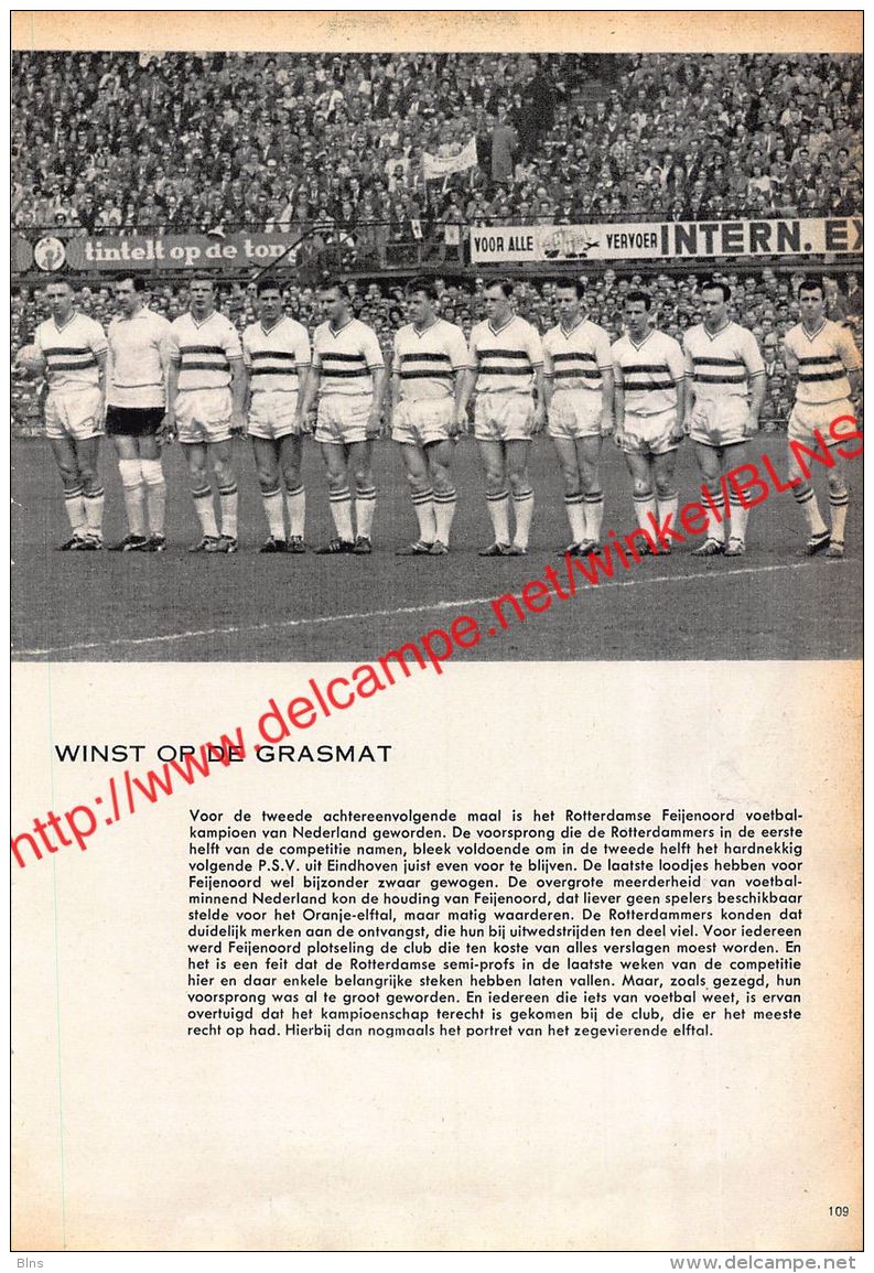 1962 Feijenoord Rotterdam Voetbalkampioen Van Nederland - Documents Historiques