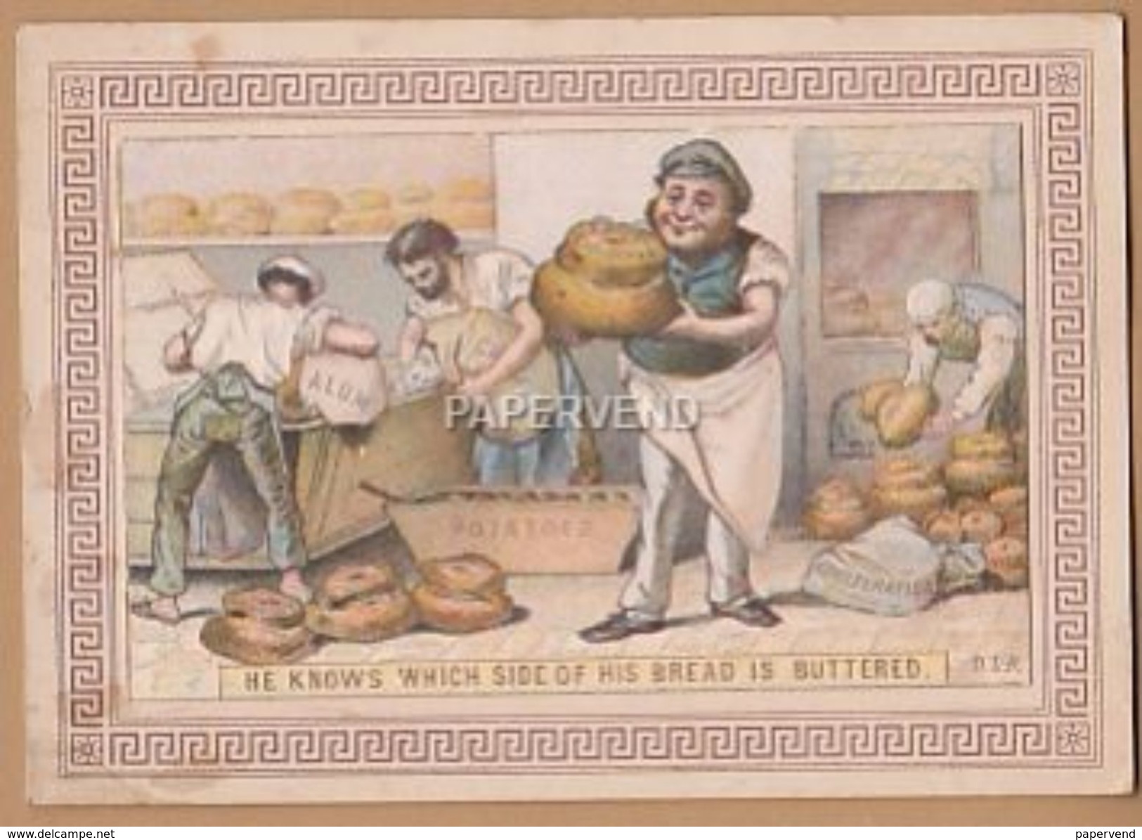 Victorian Greeting Card He Knows Which Side Of  His Bread Is Buttered  Egc88 - Unclassified