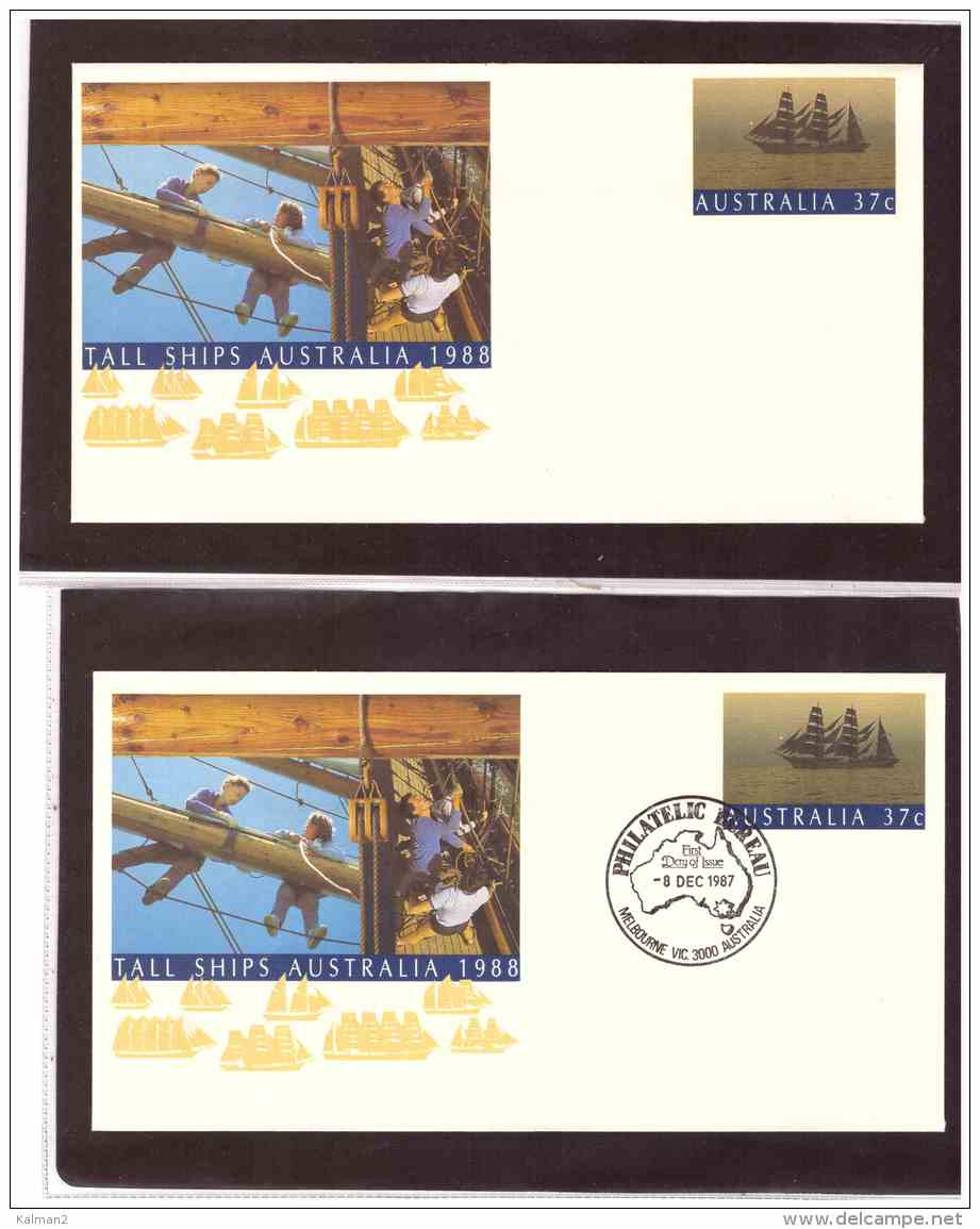 AU46   -   ENTIRE NEW + FDC CANCELLATION   /   TALL SHIPS AUSTRALIA 1988 - Entiers Postaux