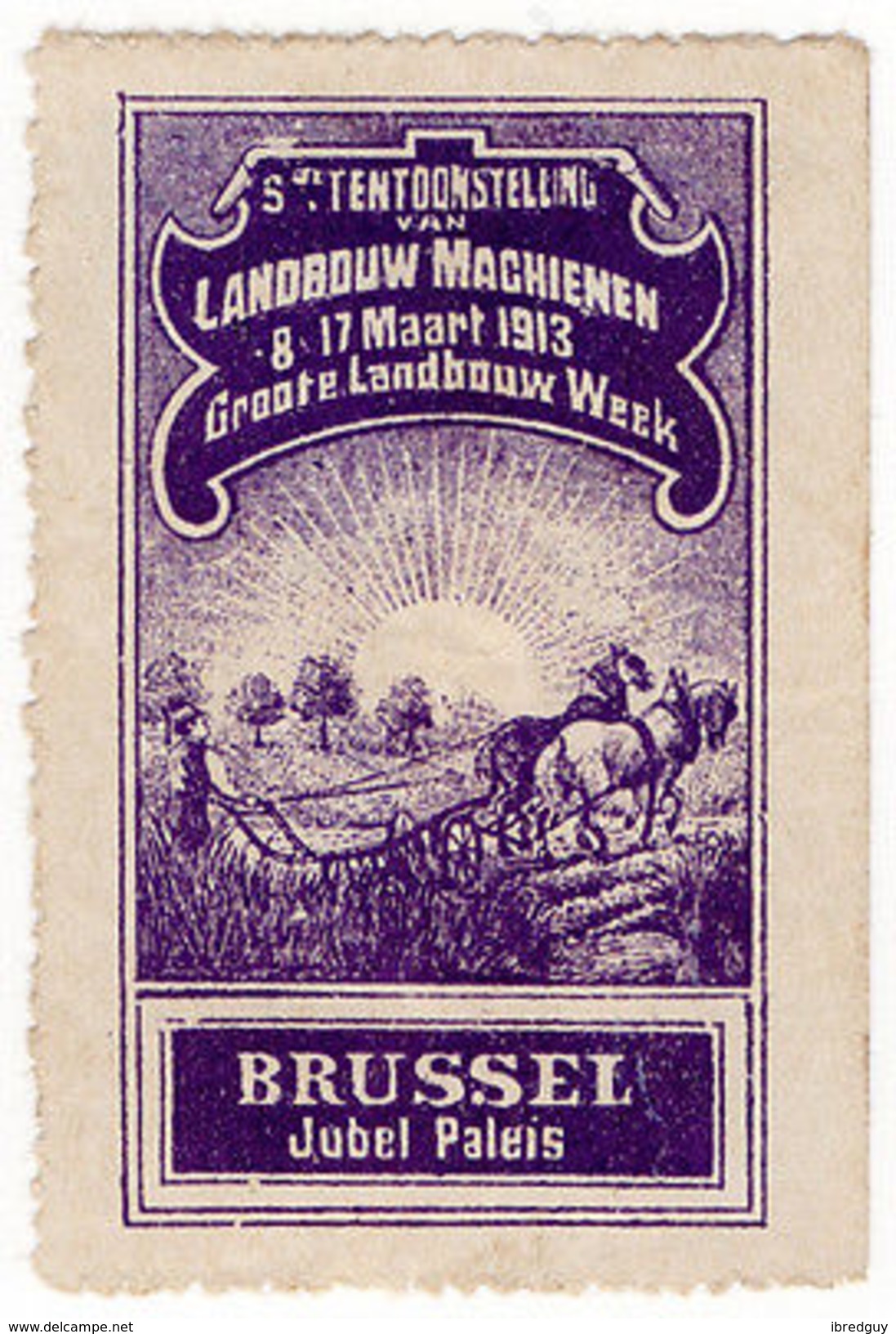 (I.B) Belgium Cinderella : Farming Machinery Exhibition (Brussels 1913) - Other & Unclassified