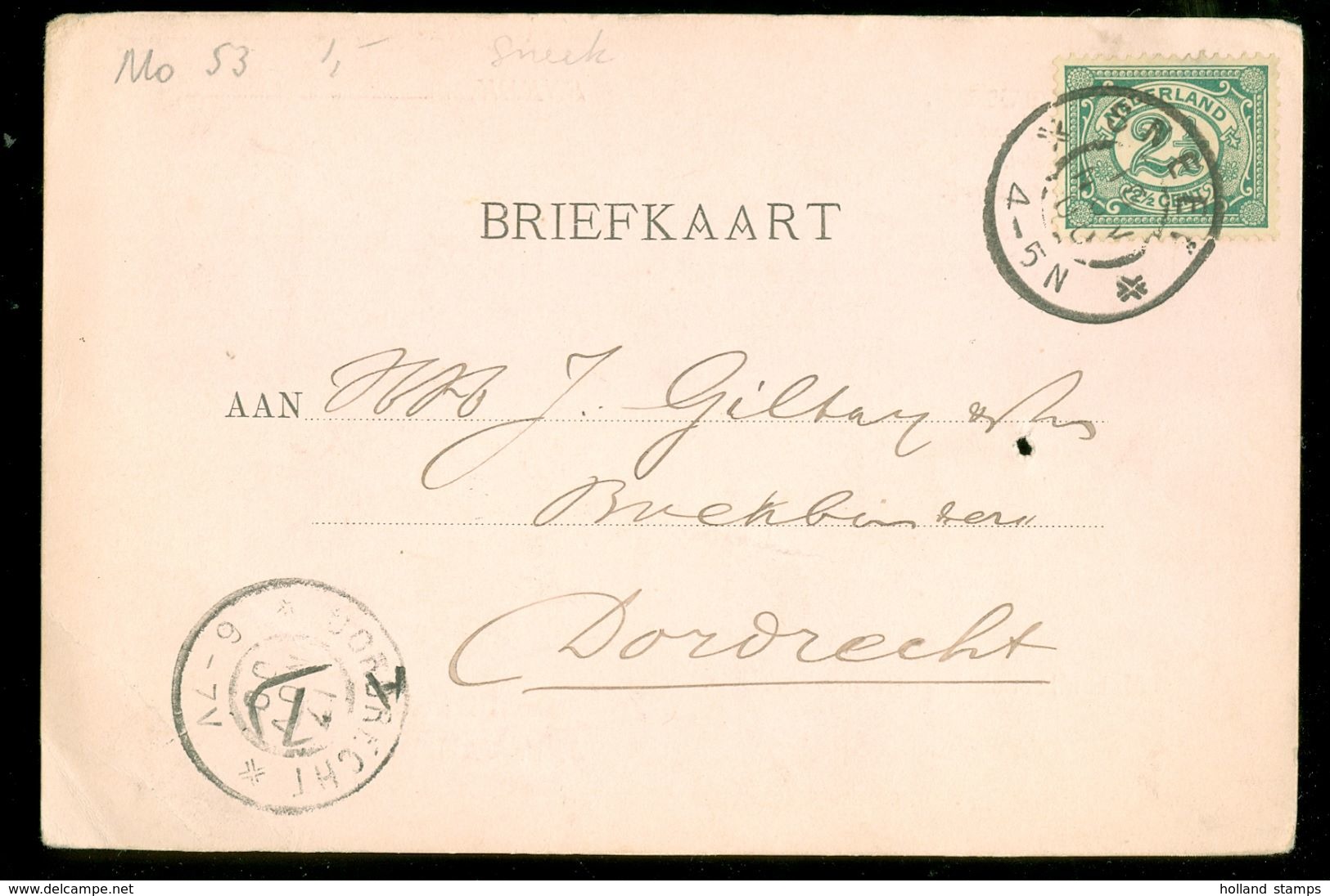 HANDGESCHREVEN BRIEFKAART Uit 1900  NVPH 55 Van SNEEK Naar DORDRECHT  (10.657k) - Brieven En Documenten