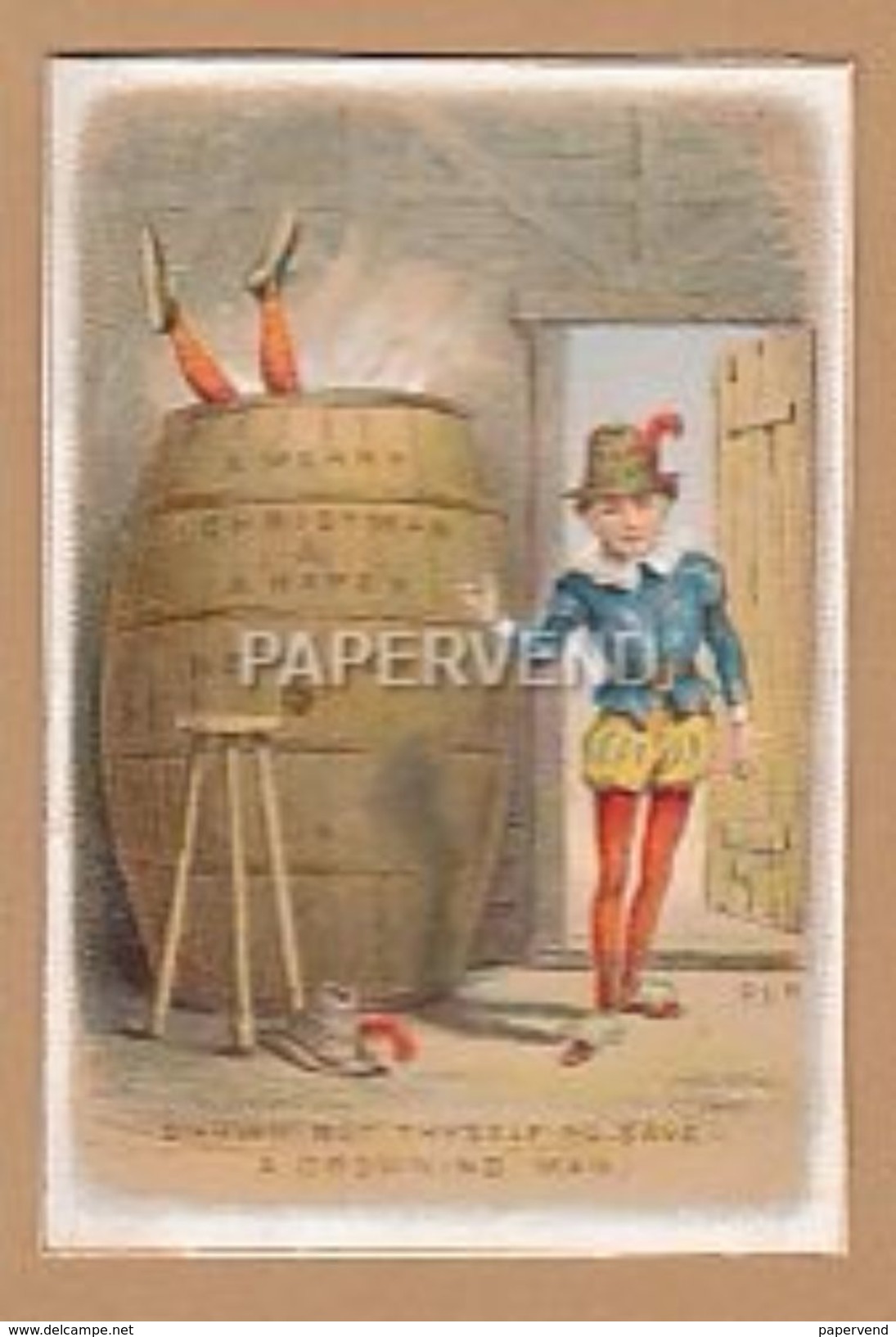 Victorian Greeting Card  Falling Into A Barrel Of Beer   Egc108 - Unclassified