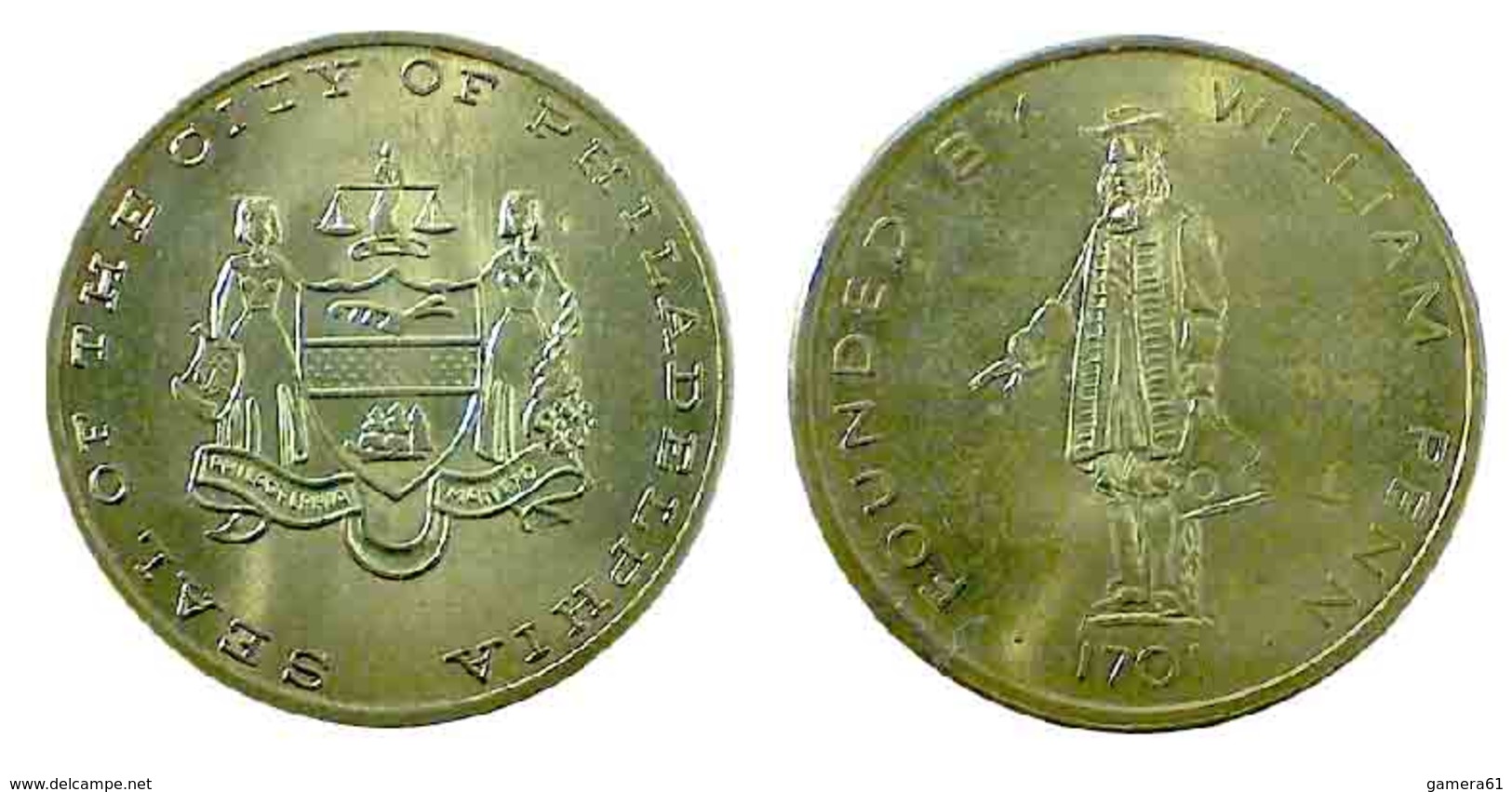 04780 GETTONE TOKEN JETON FICHA COMMEMORATIVE SEAL OF THE CITY OF PHILADELPHIA FOUNDED BY WILLIAM PENN - Autres & Non Classés