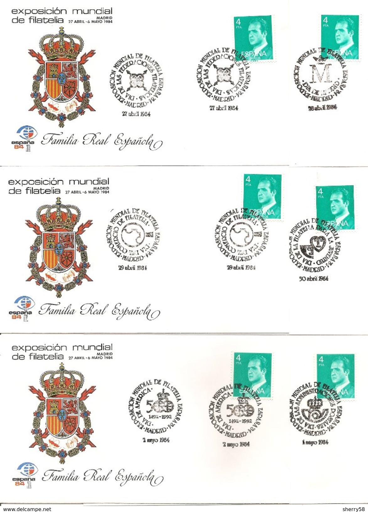 1984- SOBRES ESPECIALES CON SERIE COMPLETA DE MAT. DIFERENTES POR CADA DIA DE LA EXPO.MUNDIAL ESPAÑA'84-10 SOBRES - - FDC