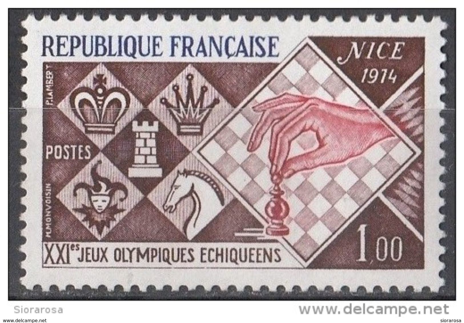1413 Francia 1974  21st Chess Olympiad, Nice Scacchi Olimpiadi Nuovo MNH - Scacchi