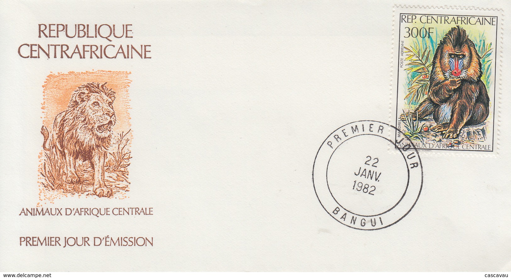 Enveloppe  FDC   1er   Jour    REPUBLIQUE  CENTRAFRICAINE   Singe   Mandrill   1982 - Apen