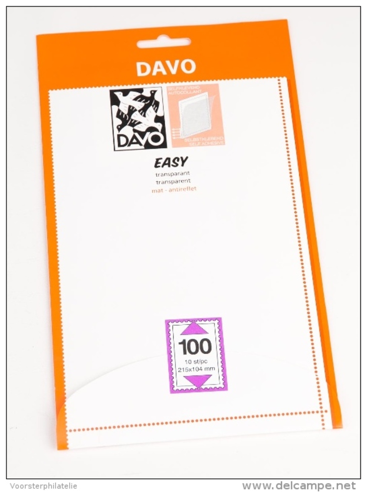 DAVO EASY TRANSPARENT STROKEN MOUNTS T100 (215 X 104) 10 STK/PCS - Enveloppes Transparentes