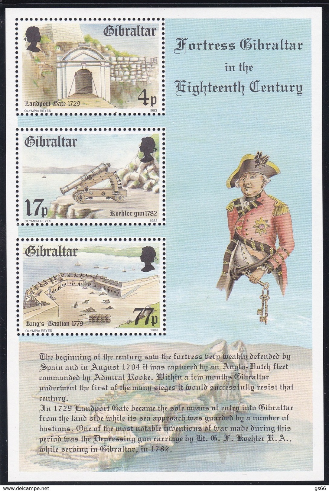 Gibraltar, 1983, 469/71 Block 8, Befestigung Von Gibraltar Im 18. Jahrhundert MNH **, - Gibraltar