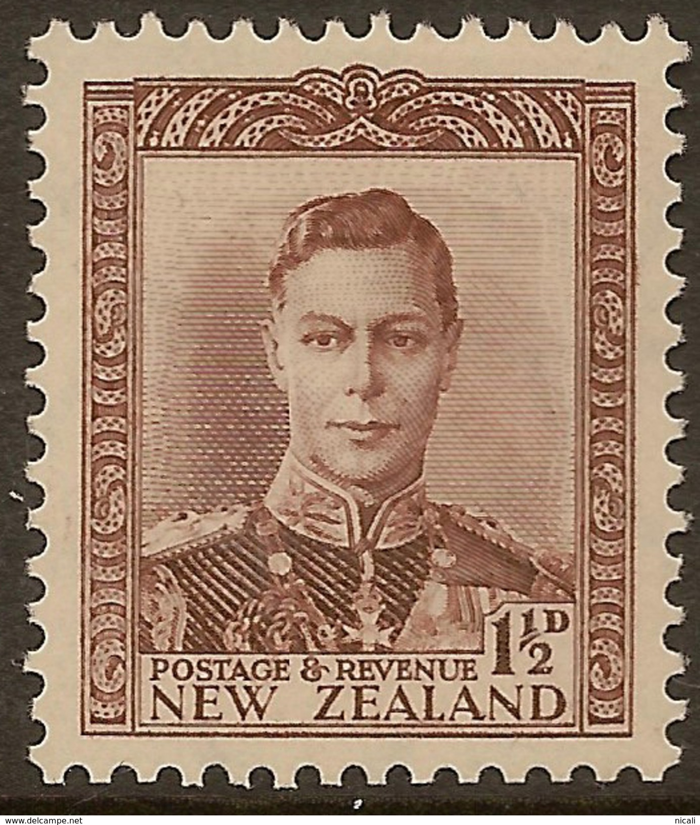 NZ 1938 1 1/2d Wmk Inv KGVI SG 607w HM #ADI253 - Neufs