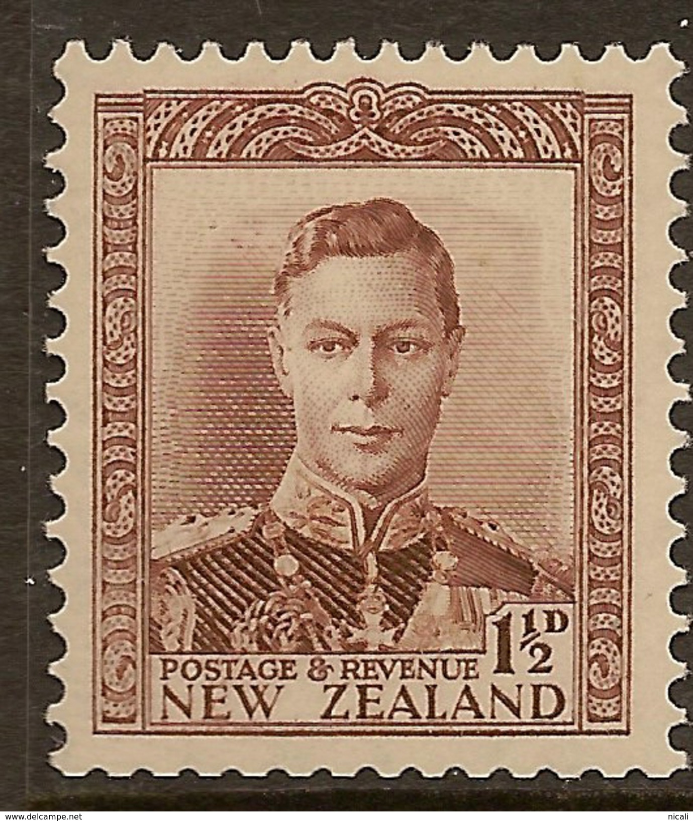 NZ 1938 1 1/2d Red-chocolate KGVI SG607 HM #ADI251 - Ungebraucht