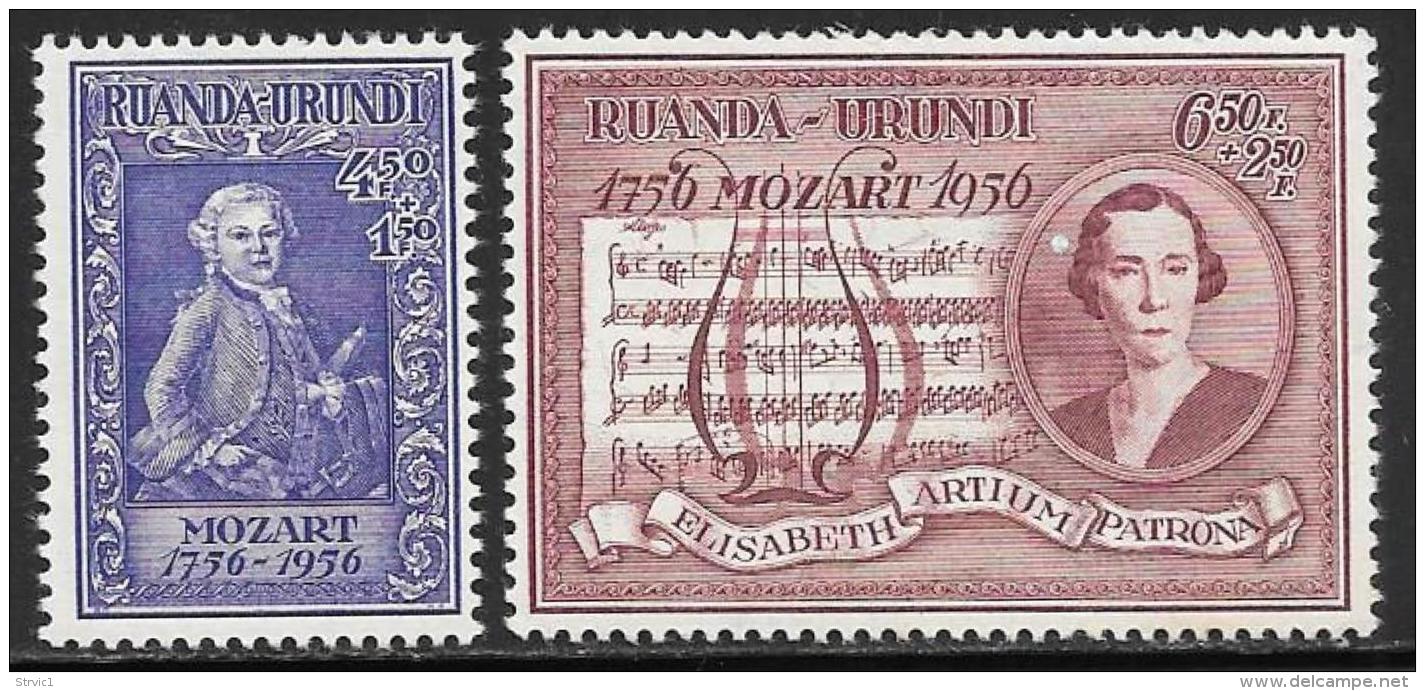 Ruanda Urundi, Scott # B21-2 Mint Hinged Mozart, 1956 - Unused Stamps