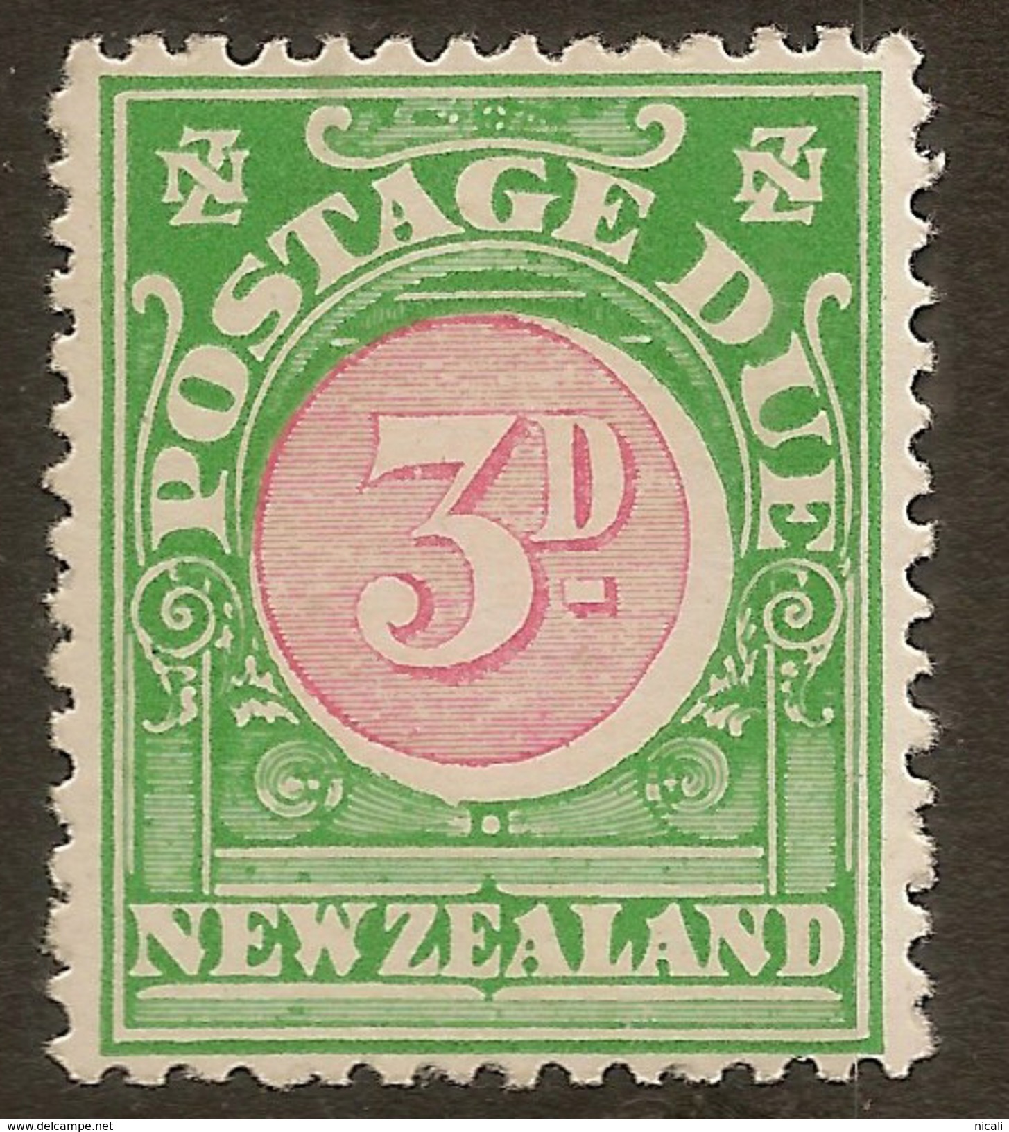 NZ 1902 3d Postage Due Cowan SG D32 HM #ADI245 - Timbres-taxe