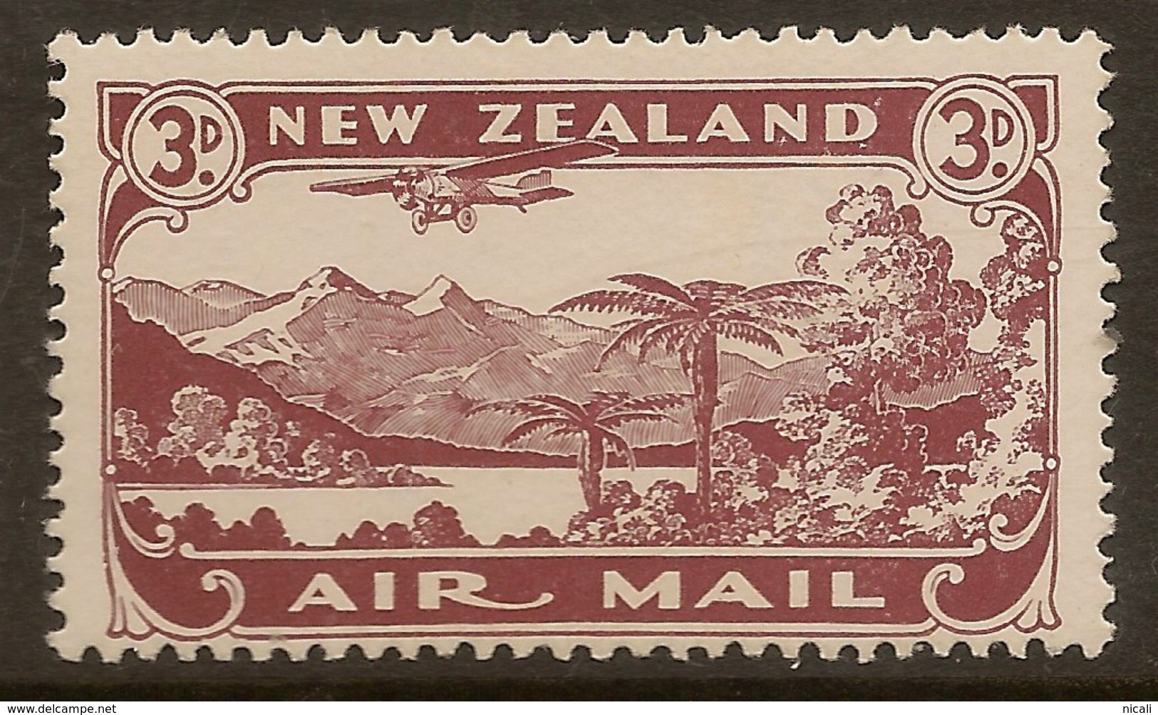 NZ 1931 3d Air P14x14.5 SG 548 HM #ADI235 - Luftpost