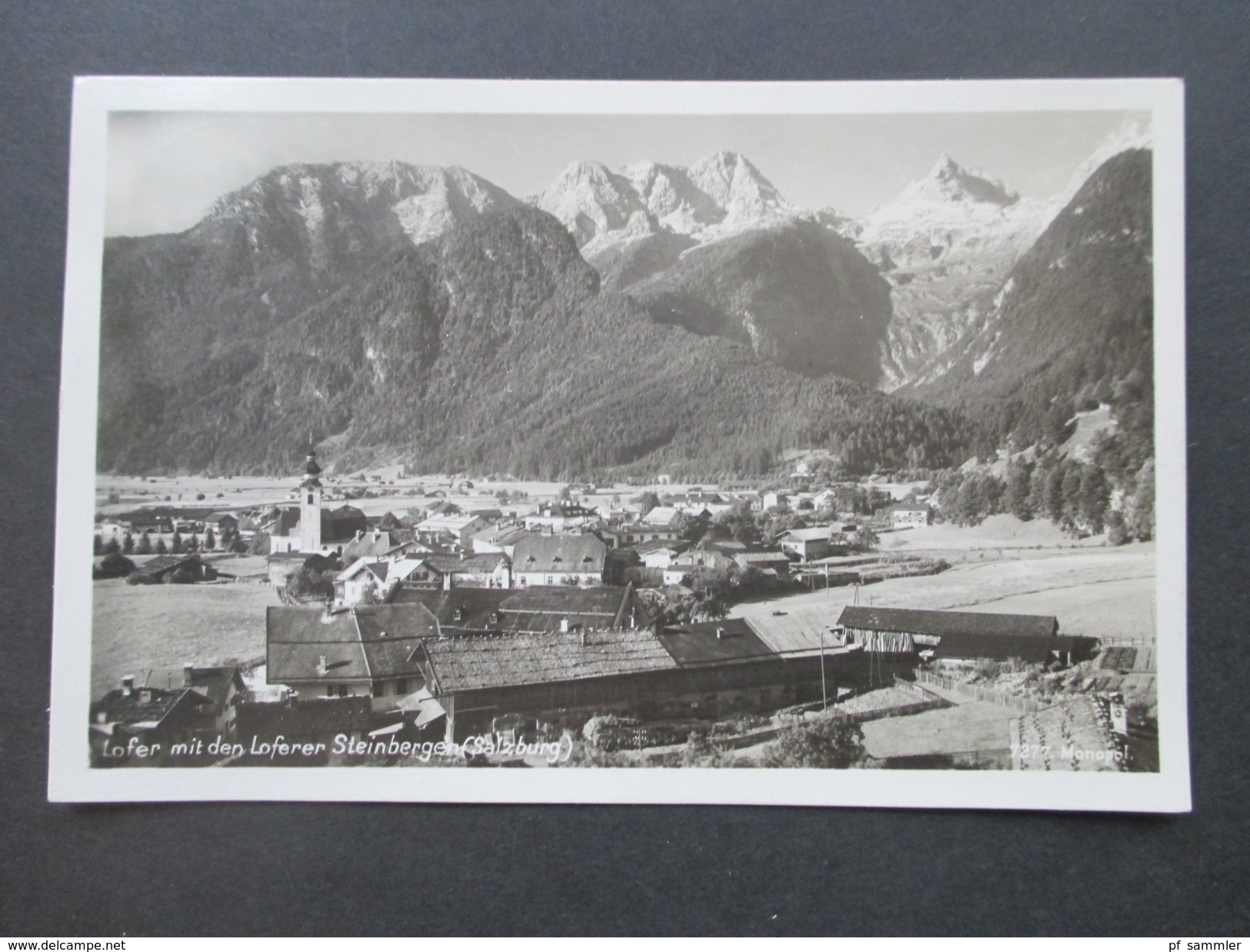 AK Echtfoto 1929 Lofer Mit Dem Loferer Steinbergen (Salzburg) Johann Auer, Trafik Lofer. - Lofer