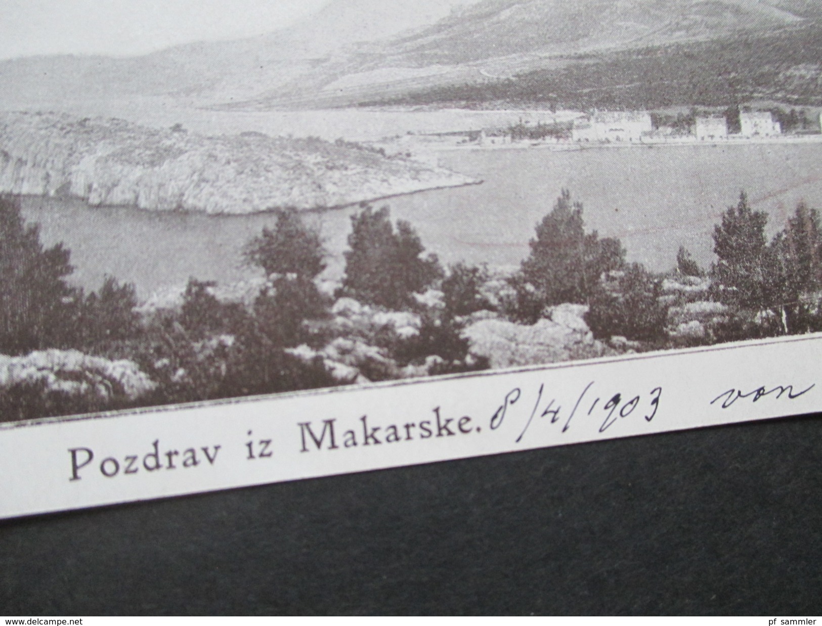 AK 1903 Österreich / Kroatien. Pozdrav Iz Makarske. 2x Strichstempel Makarska / K Und K. Milit. Post Sarajevo - Croatie